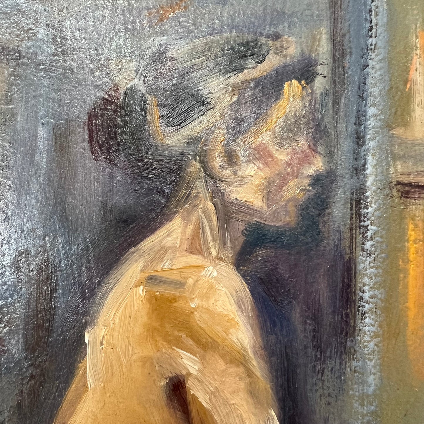 Vintage Oil Painting Female Nude in Gilt Frame 1940s