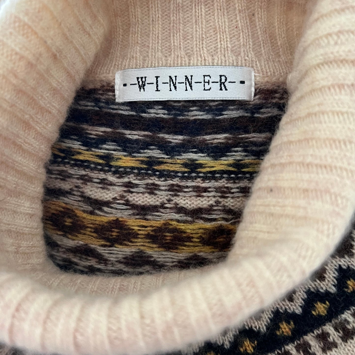 Vintage Wool Fair Isle Style Turtle neck Jumper by Winner