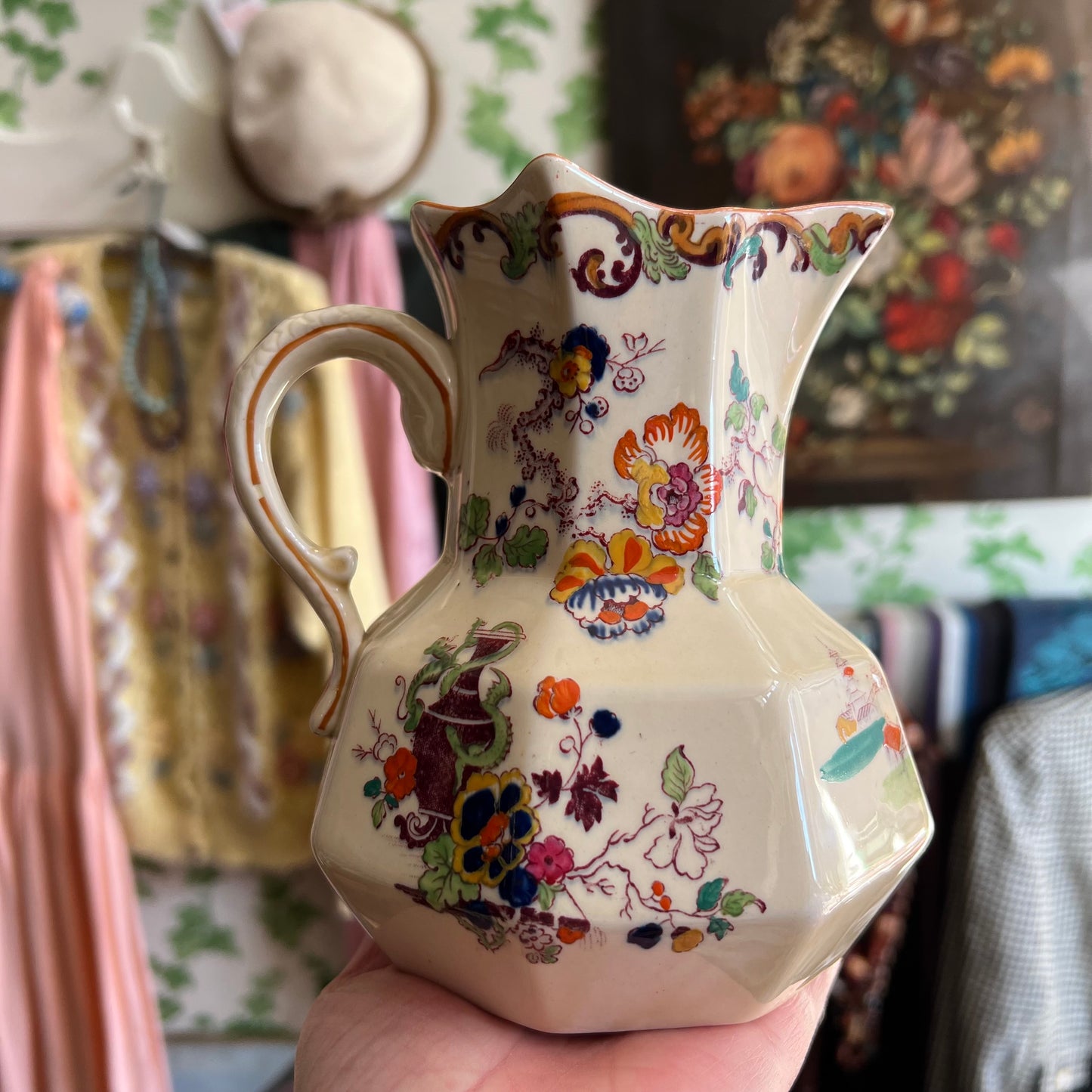 Rare Antique Mason’s Patent Ironstone China Chinoiserie Pattern Jug