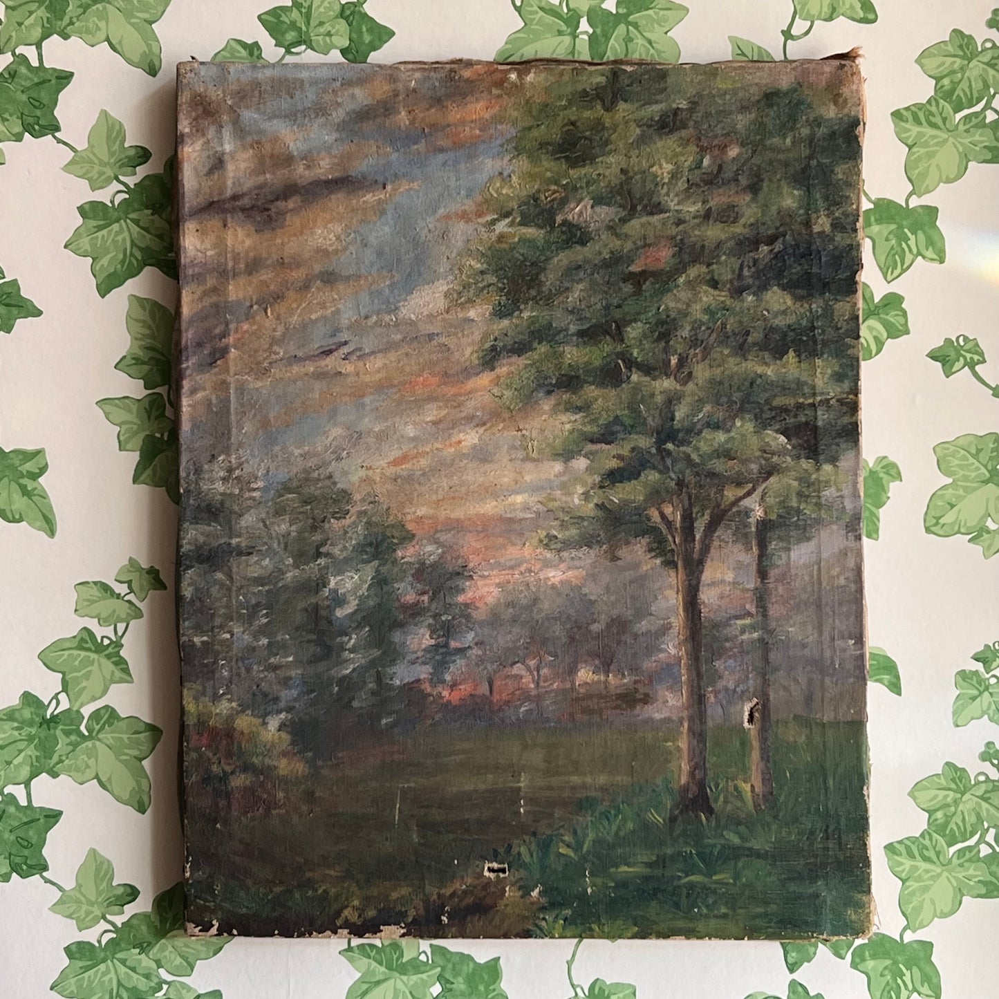 Antique Oil Painting French Landscape The Pastel Hued Countryside