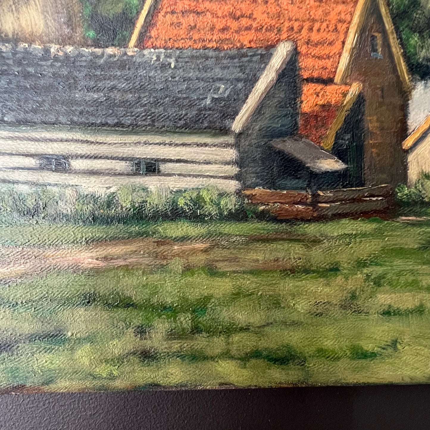 Vintage Oil Painting Dutch Landscape The Charming Farm