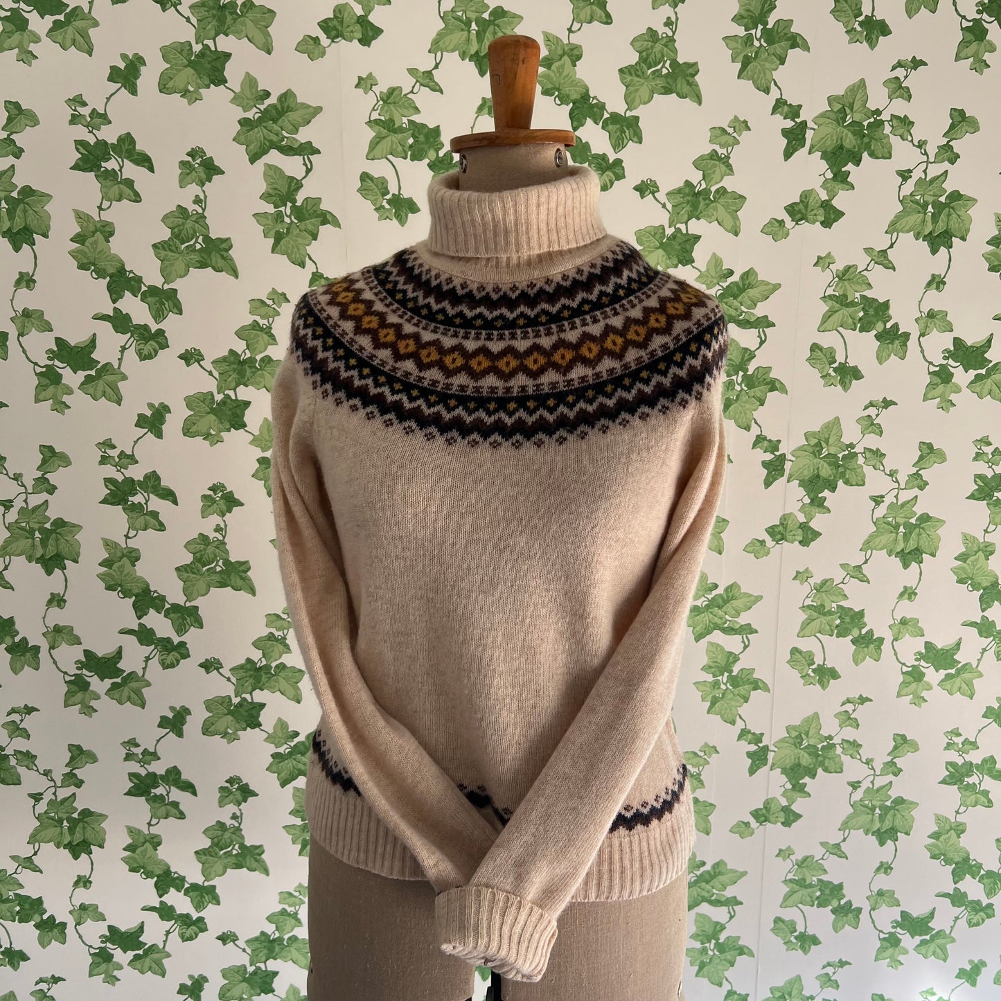 Vintage Wool Fair Isle Style Turtle neck Jumper by Winner