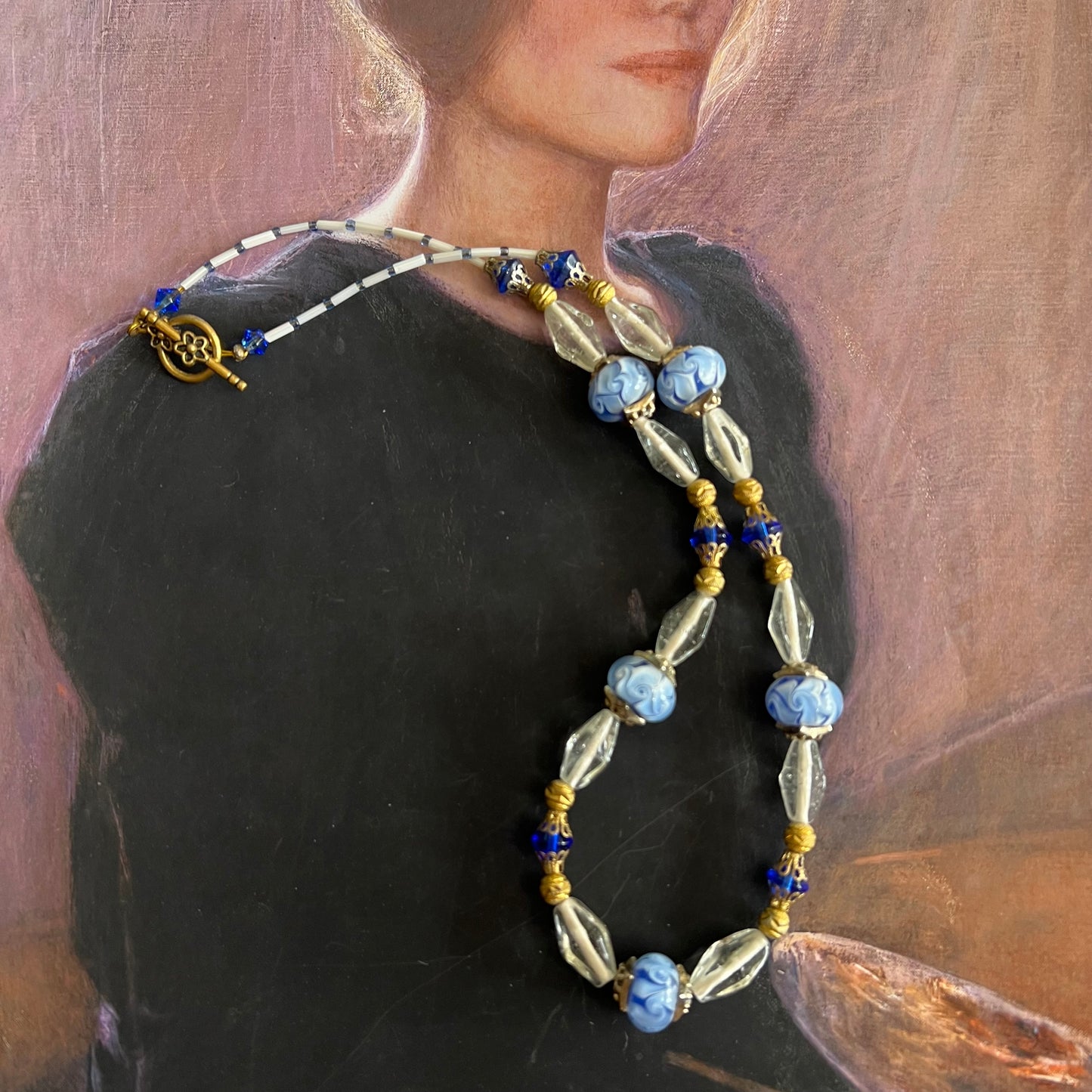 Vintage Glass Beads Hues of Blue