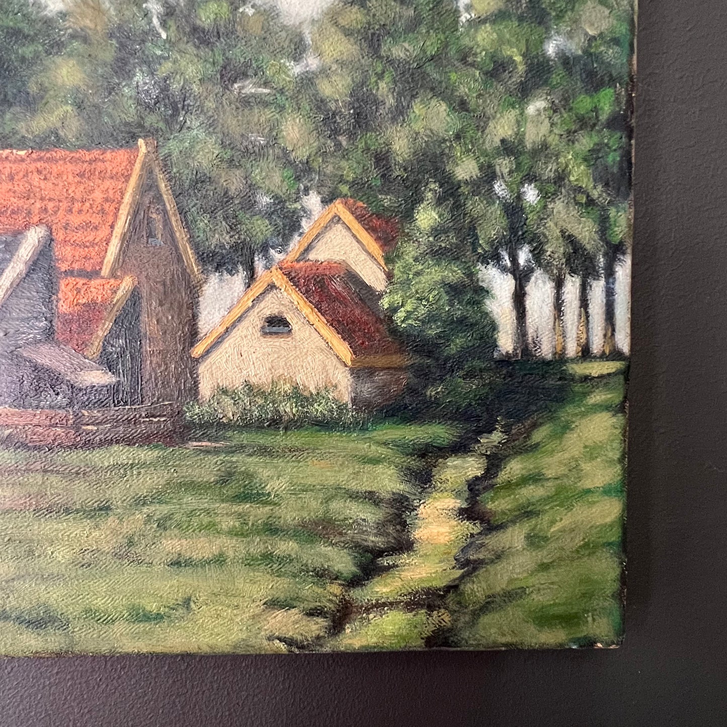 Vintage Oil Painting Dutch Landscape The Charming Farm