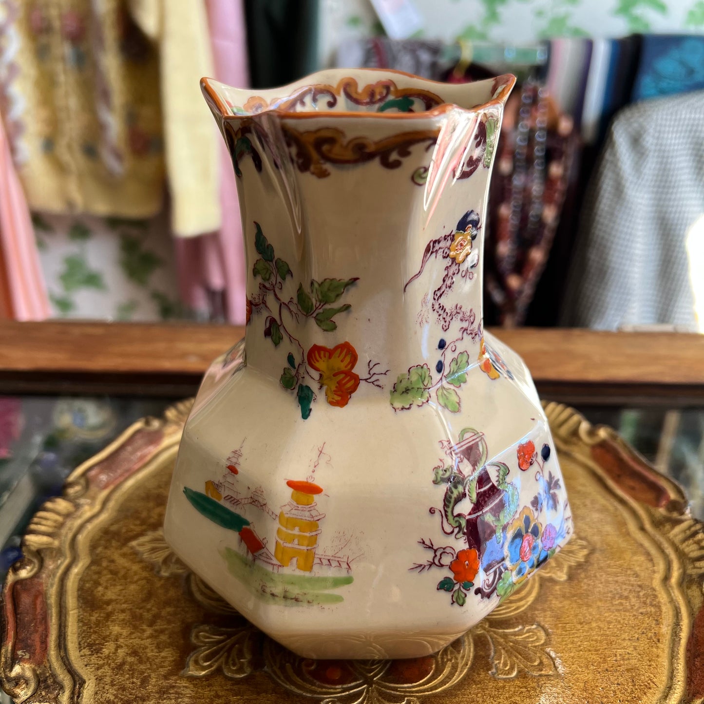 Rare Antique Mason’s Patent Ironstone China Chinoiserie Pattern Jug
