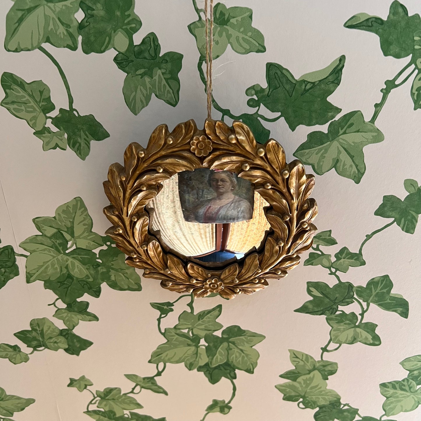 Golden Laurel Leaf Wreath Convex Mirror~ Small