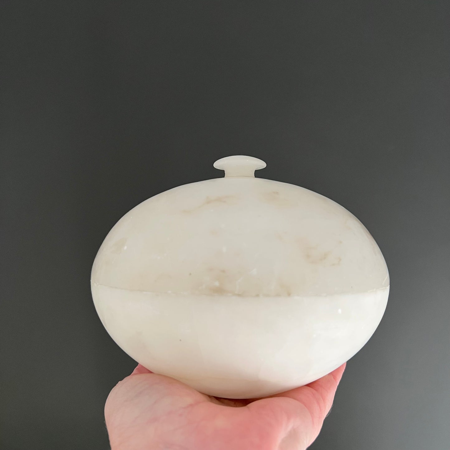 Vintage Handmade Round Alabaster Box