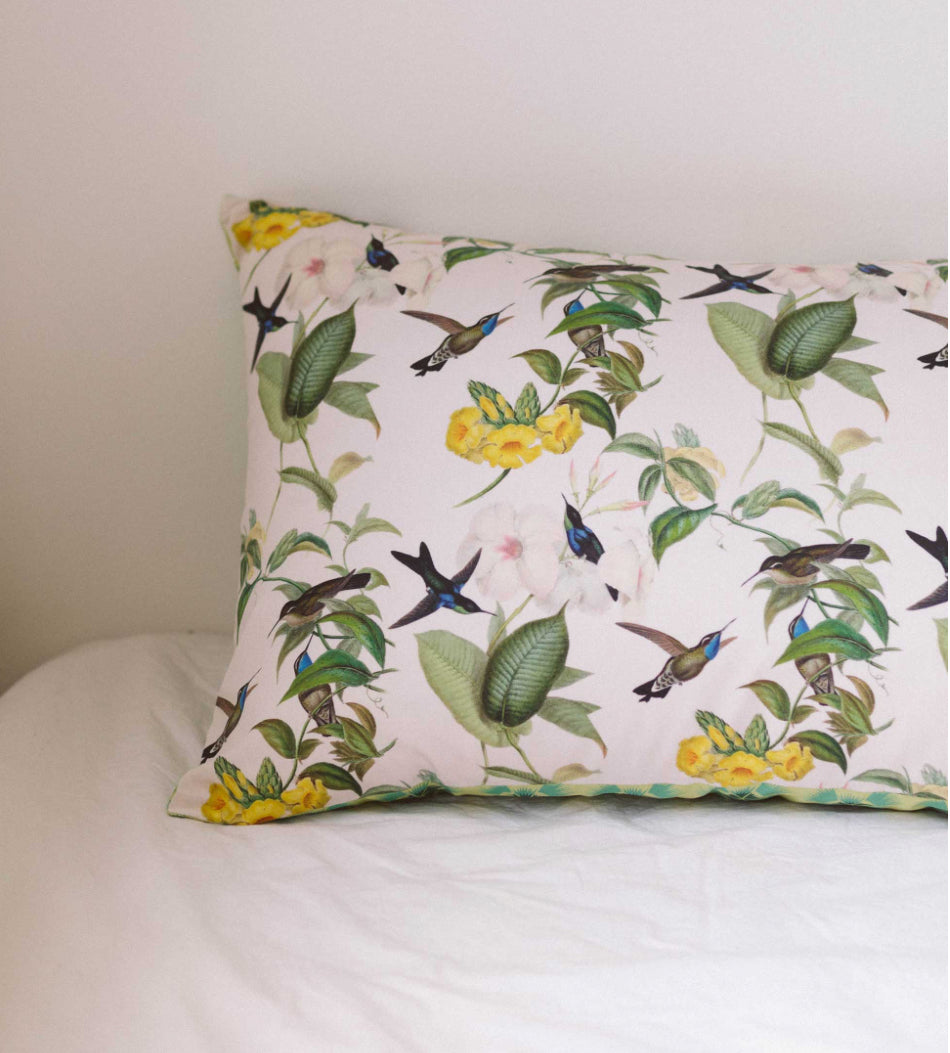 ON SALE Lazybones Organic Cotton Pillowcase Pair~ Hummingbird RRP $79