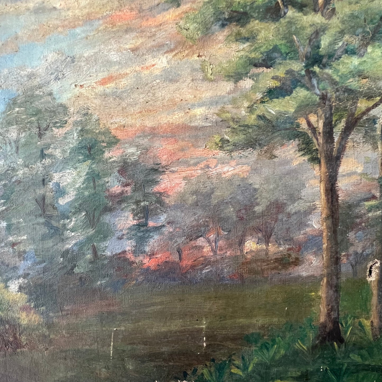 Antique Oil Painting French Landscape The Pastel Hued Countryside