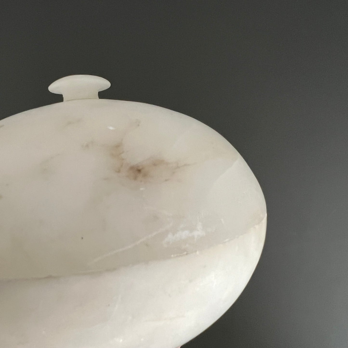 Vintage Handmade Round Alabaster Box