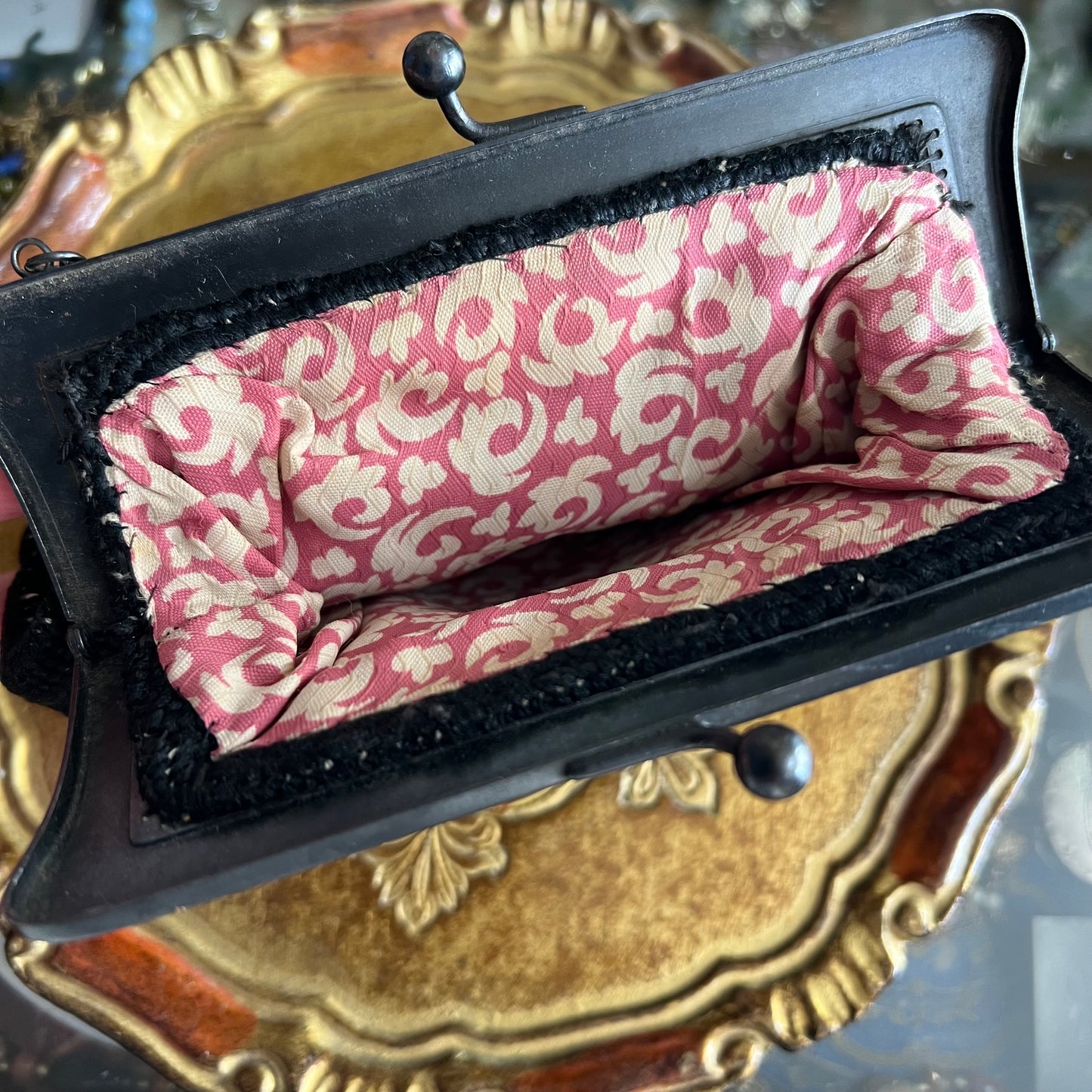 Vintage Floral Needlepoint Tapestry Small Handbag