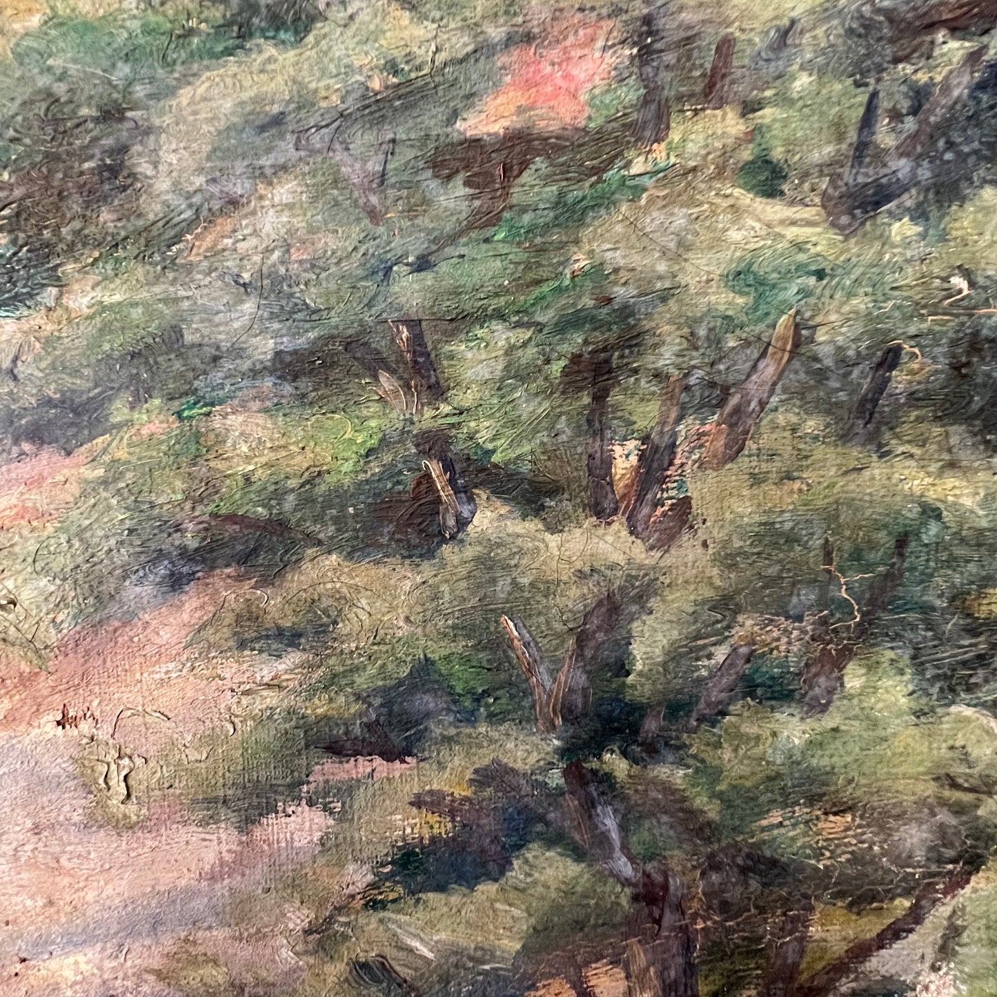 Antique Oil Painting French Landscape The Pastel Hued Countryside
