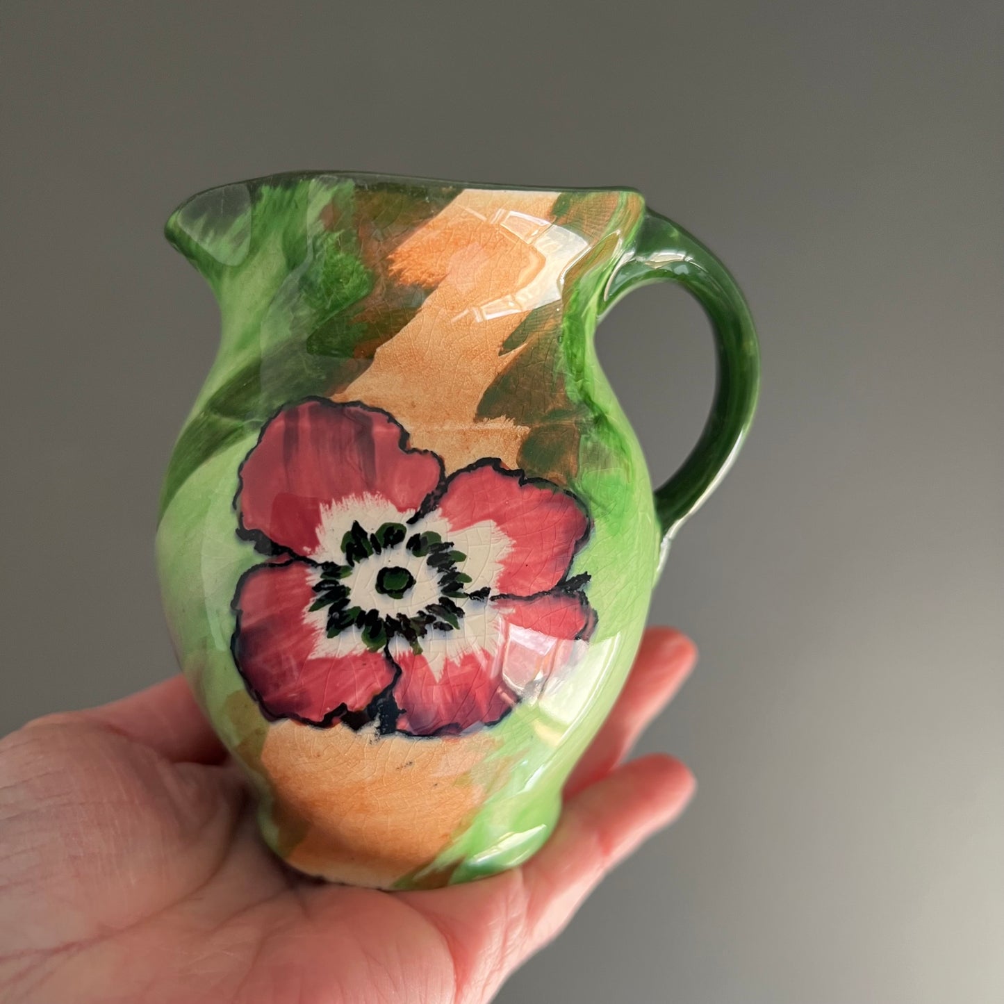 Small Porcelain Jug Anemone Flowers by H&K Tunstall c1930