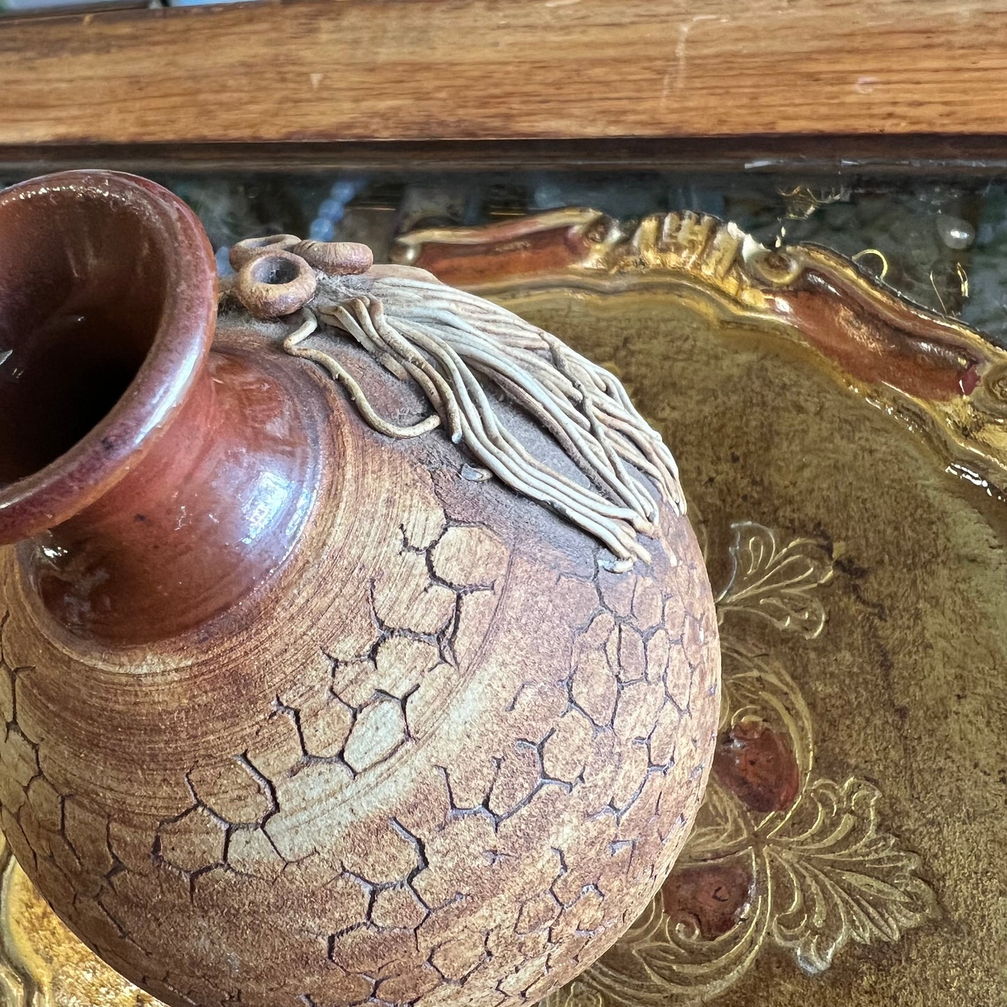 Vintage Wartook Pottery Vase with Gumnuts and Leaves