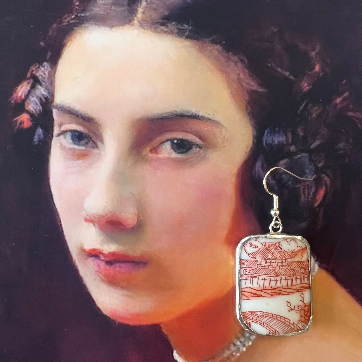 Vintage Japanese Pagoda China Earrings