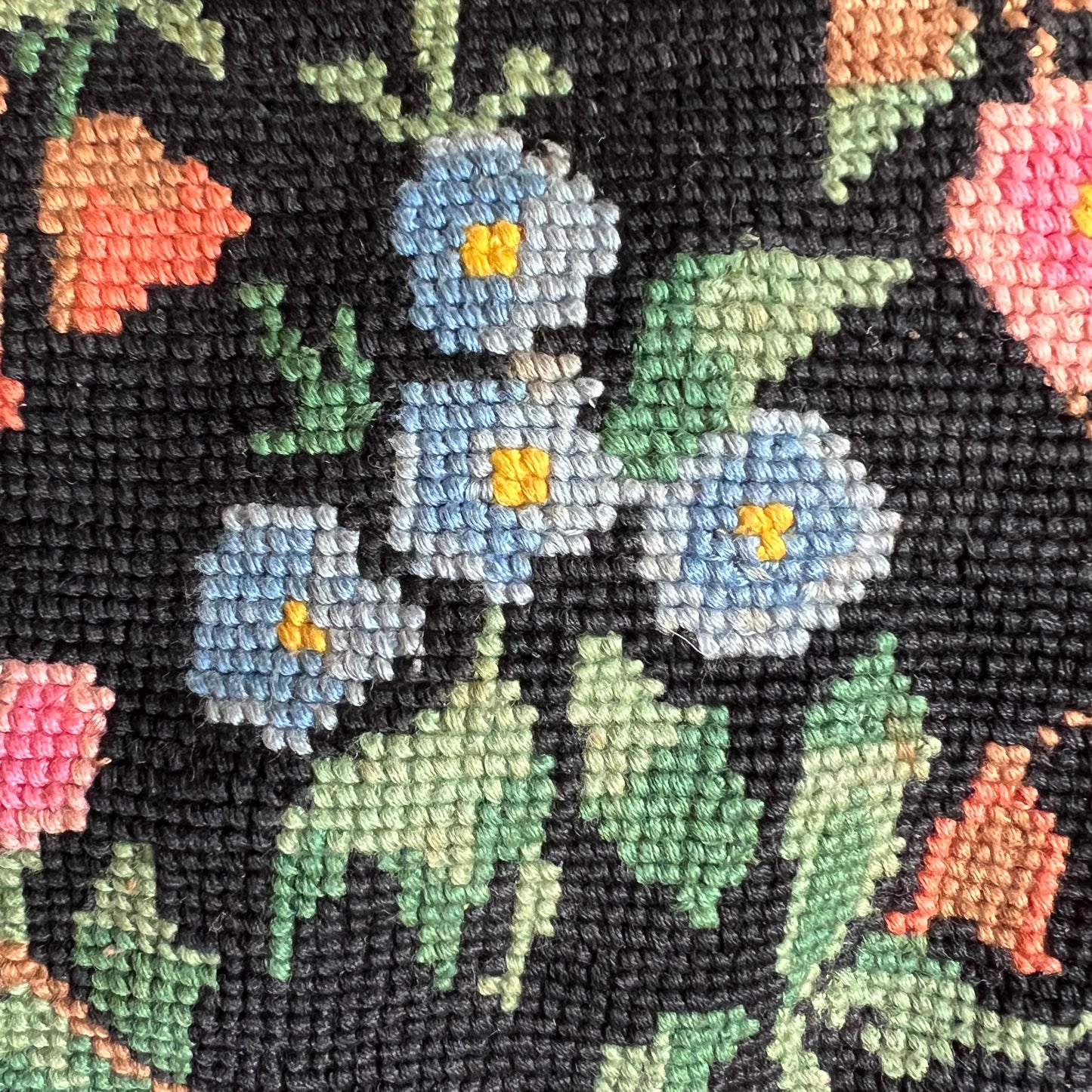 Vintage Floral Needlepoint Tapestry Small Handbag