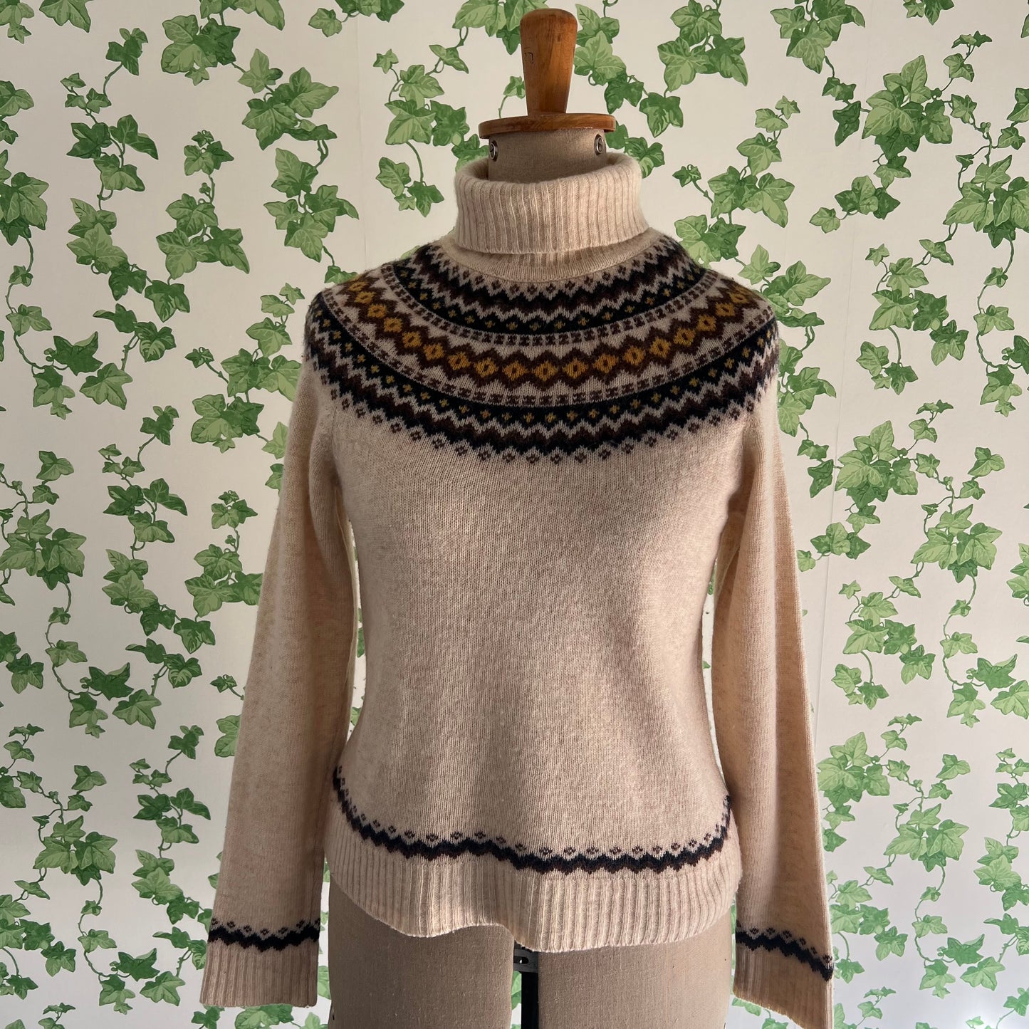 Vintage Wool Fair Isle Style Turtle neck Jumper by Winner