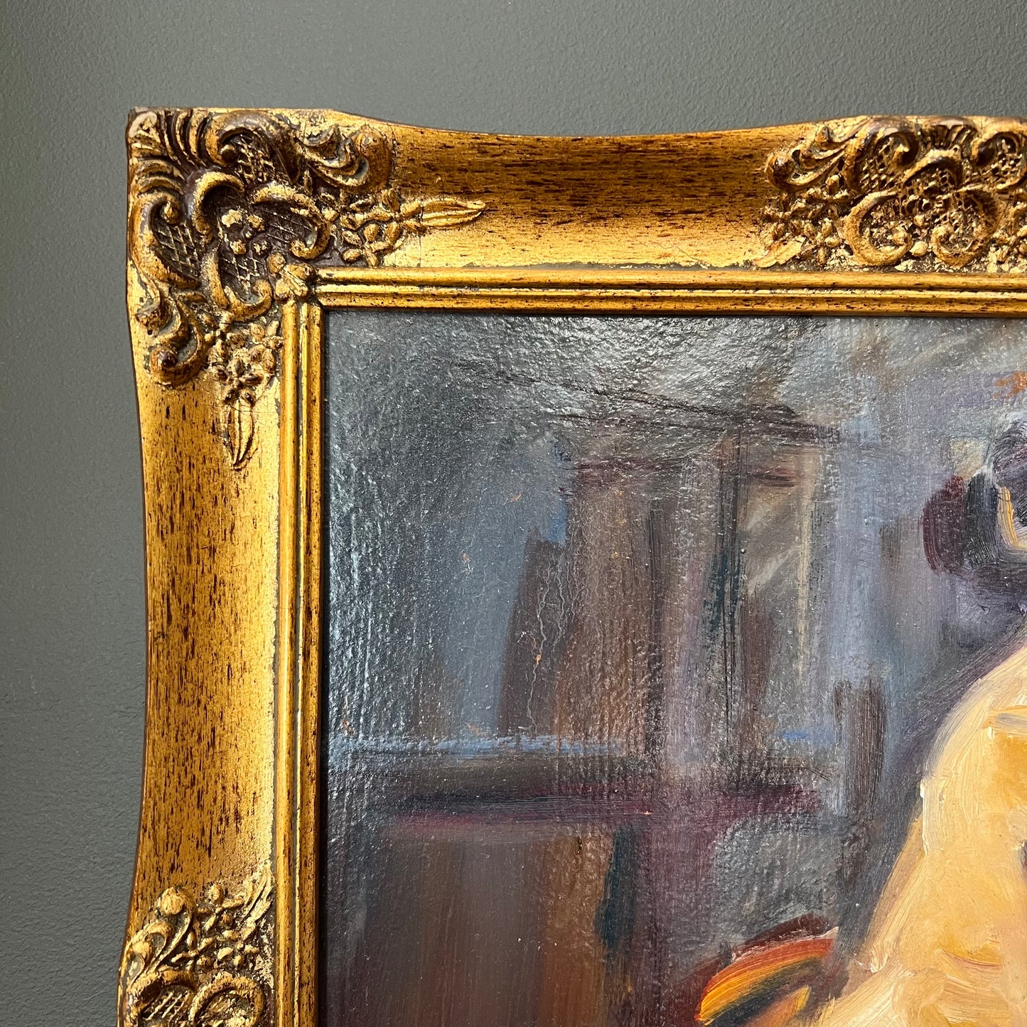 Vintage Oil Painting Female Nude in Gilt Frame 1940s