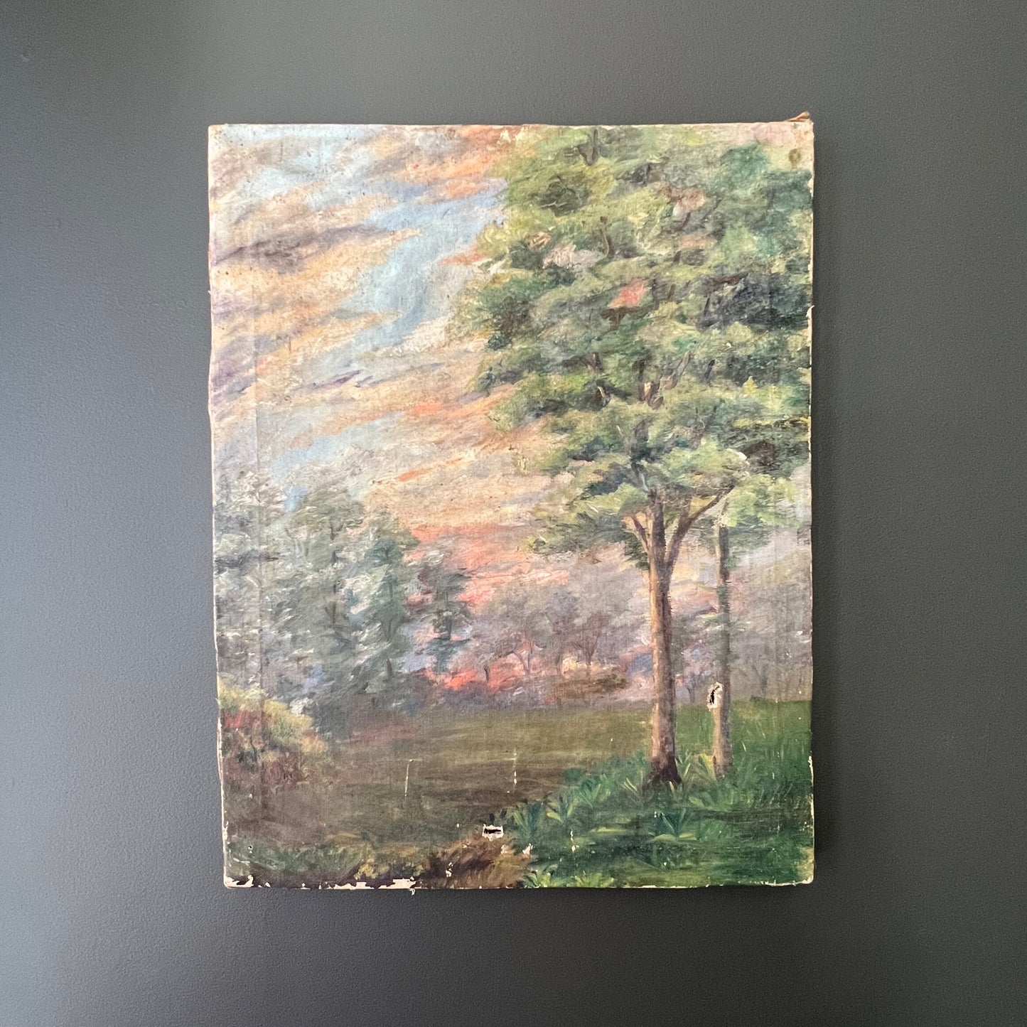 Antique Oil Painting French Landscape The Pastel Hued Countryside