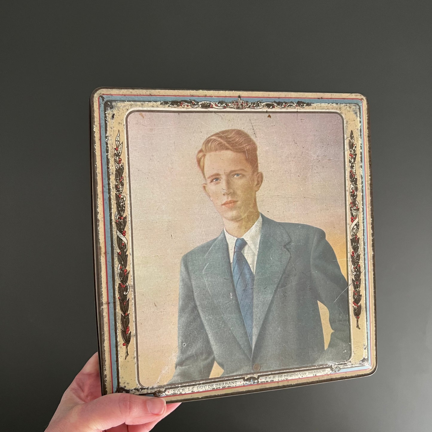 Vintage French Tin Gentleman in Blue Suit