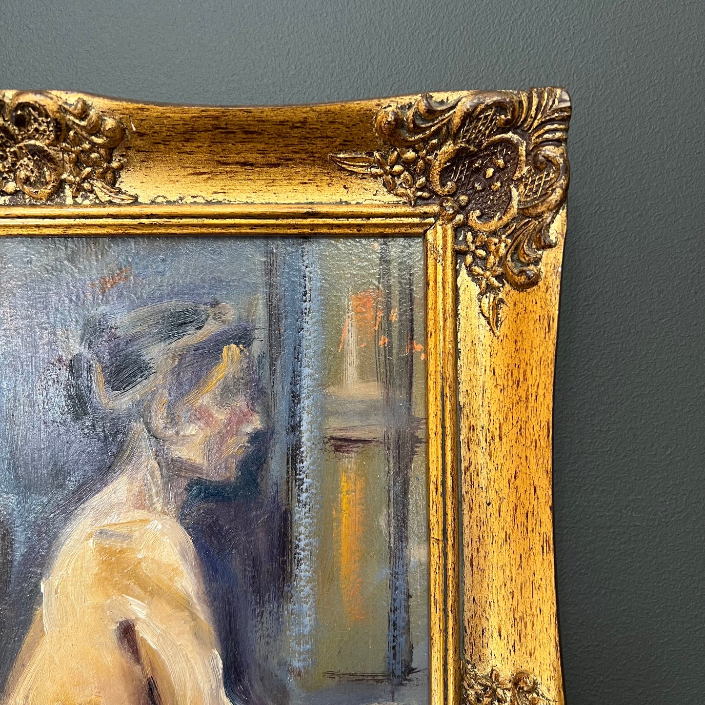 Vintage Oil Painting Female Nude in Gilt Frame 1940s