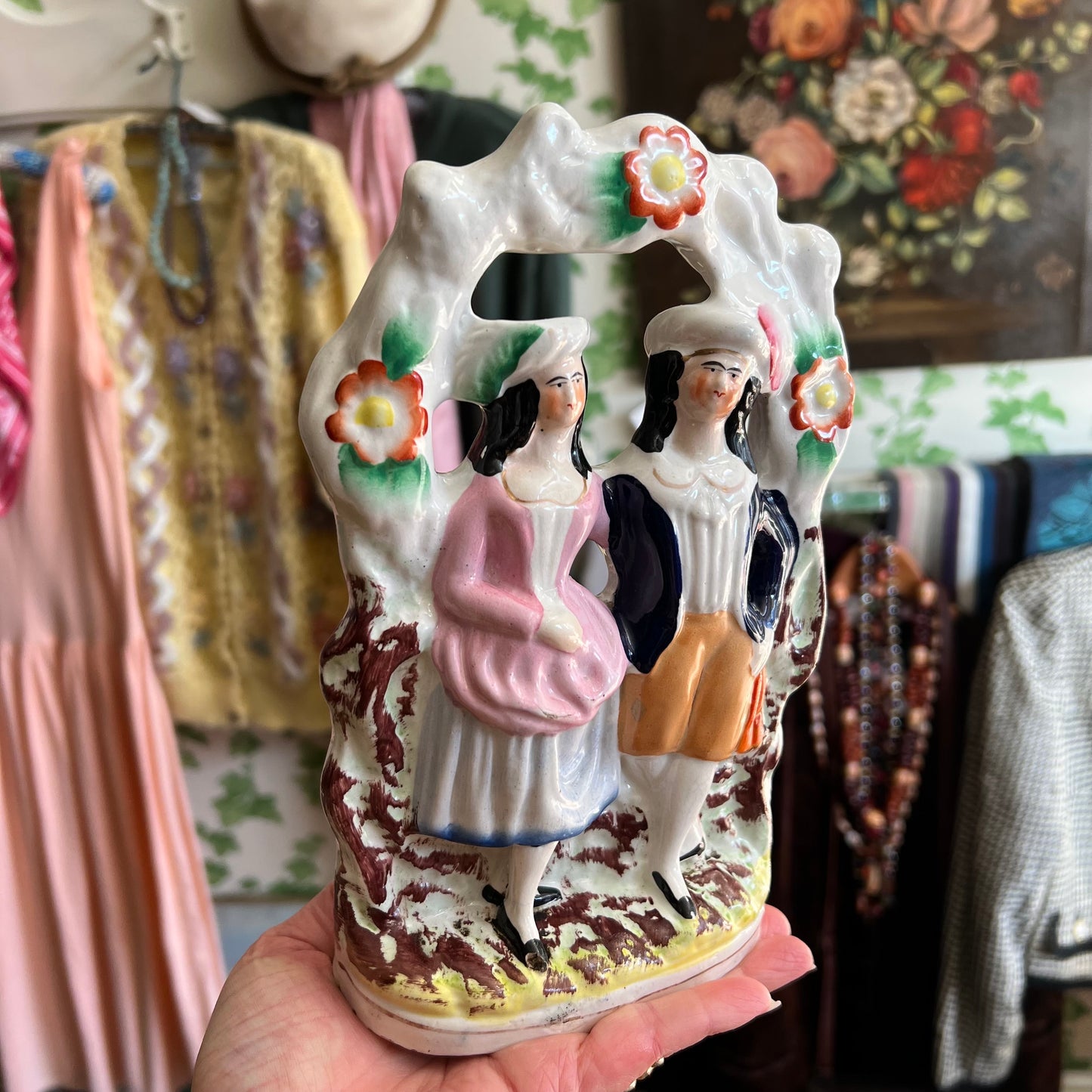 Antique Staffordshire Pottery Figure Statue