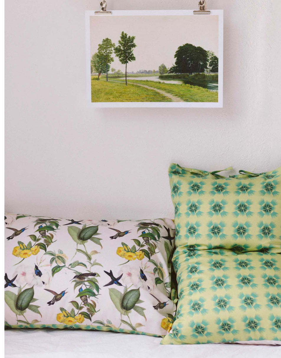 ON SALE Lazybones Organic Cotton Pillowcase Pair~ Hummingbird RRP $79