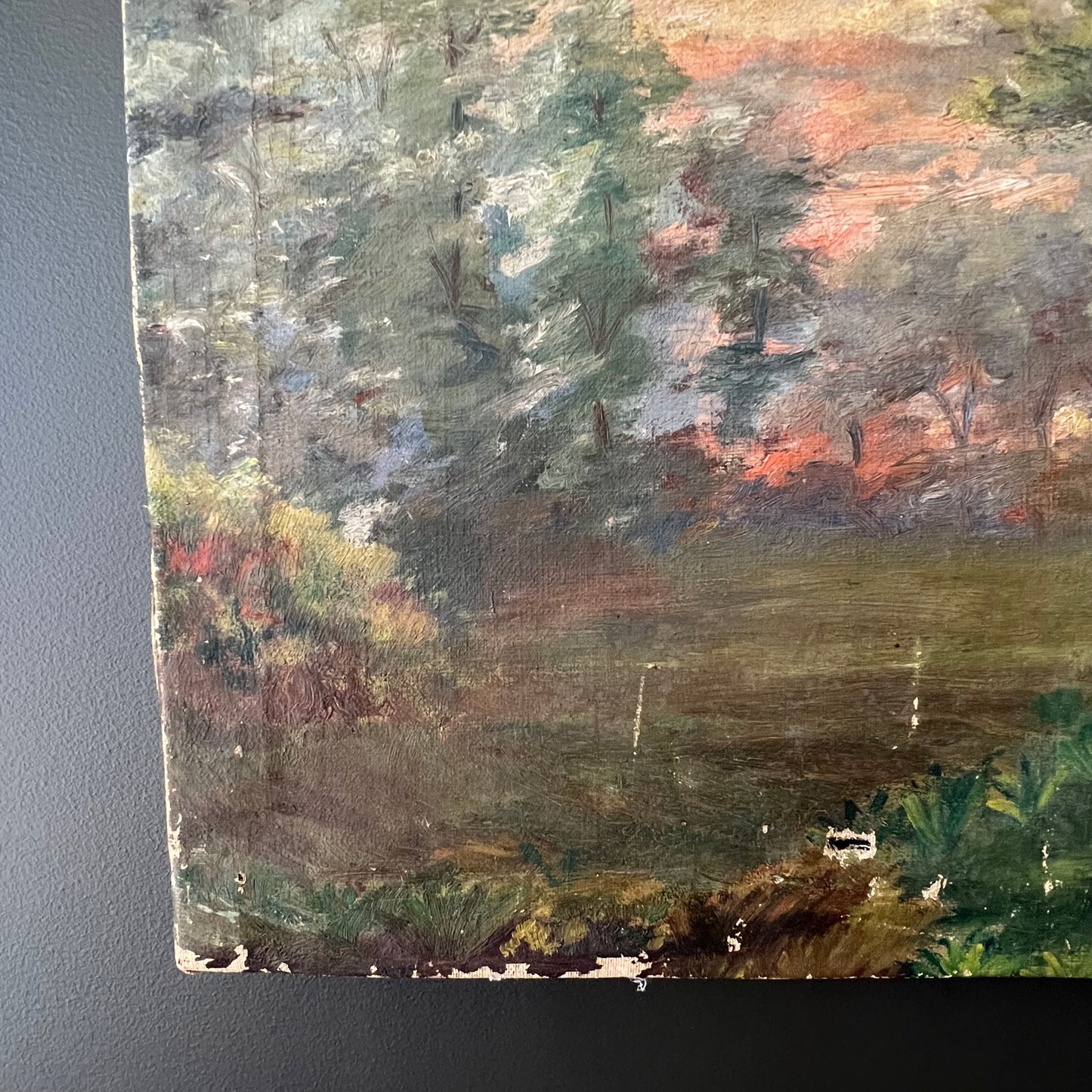 Antique Oil Painting French Landscape The Pastel Hued Countryside