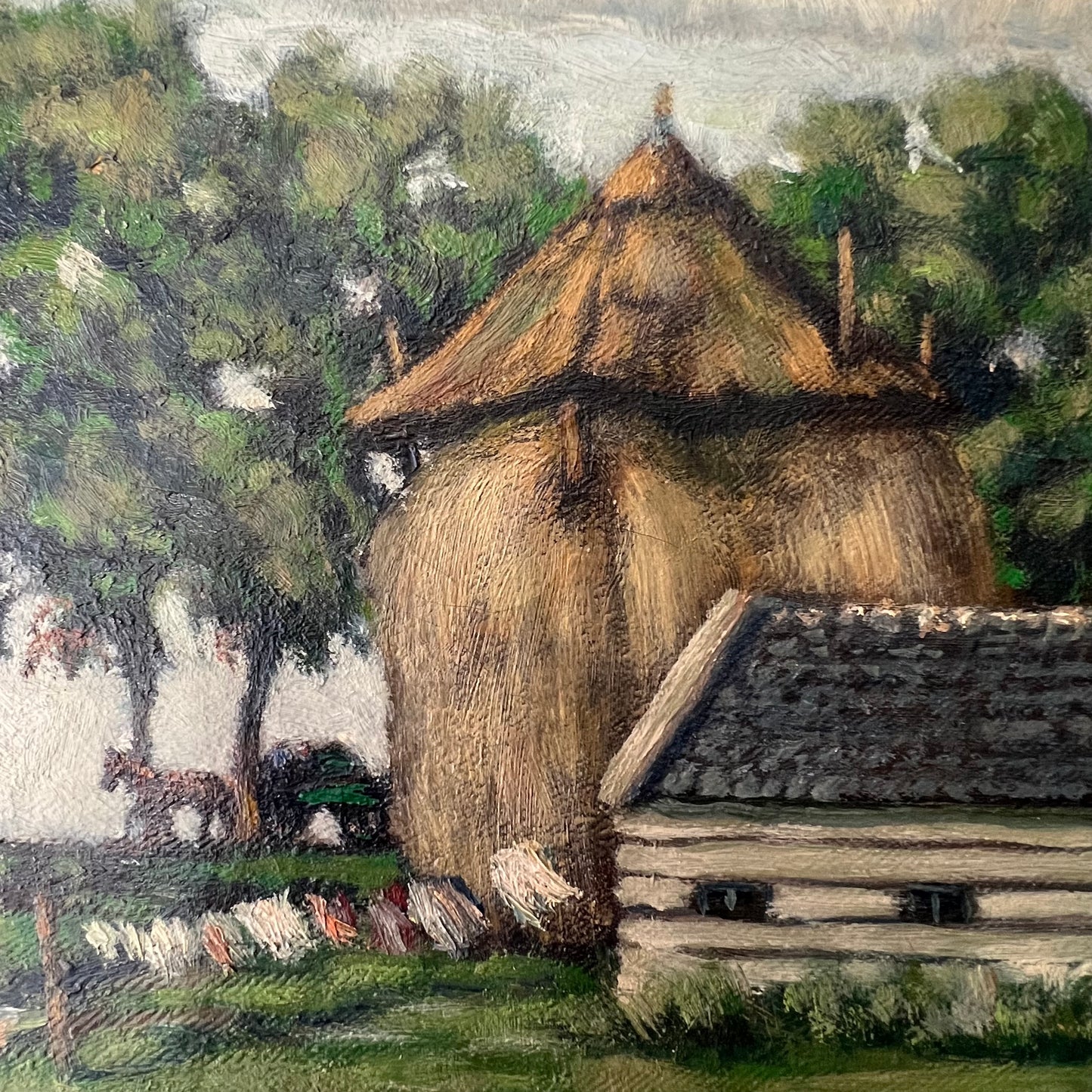 Vintage Oil Painting Dutch Landscape The Charming Farm