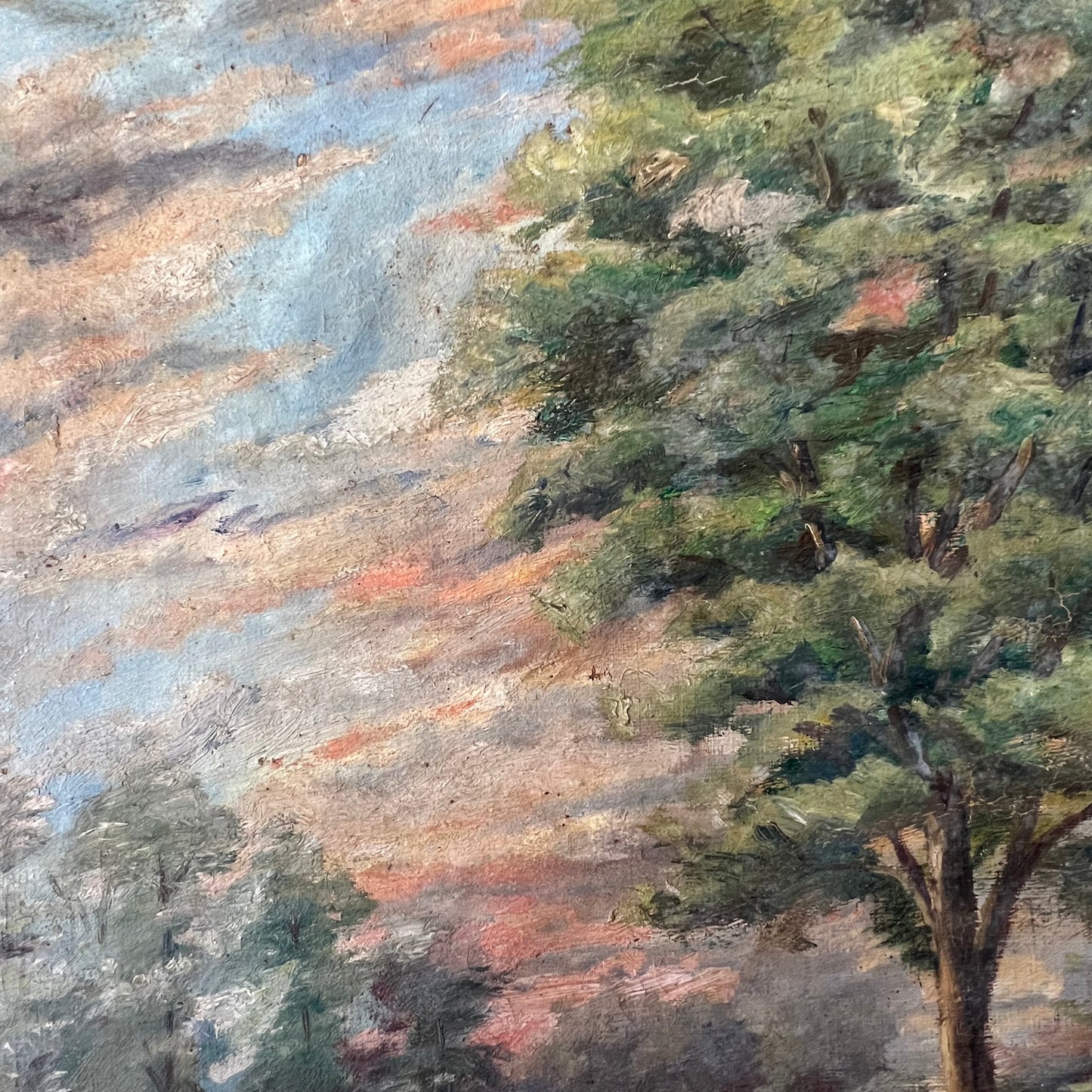 Antique Oil Painting French Landscape The Pastel Hued Countryside