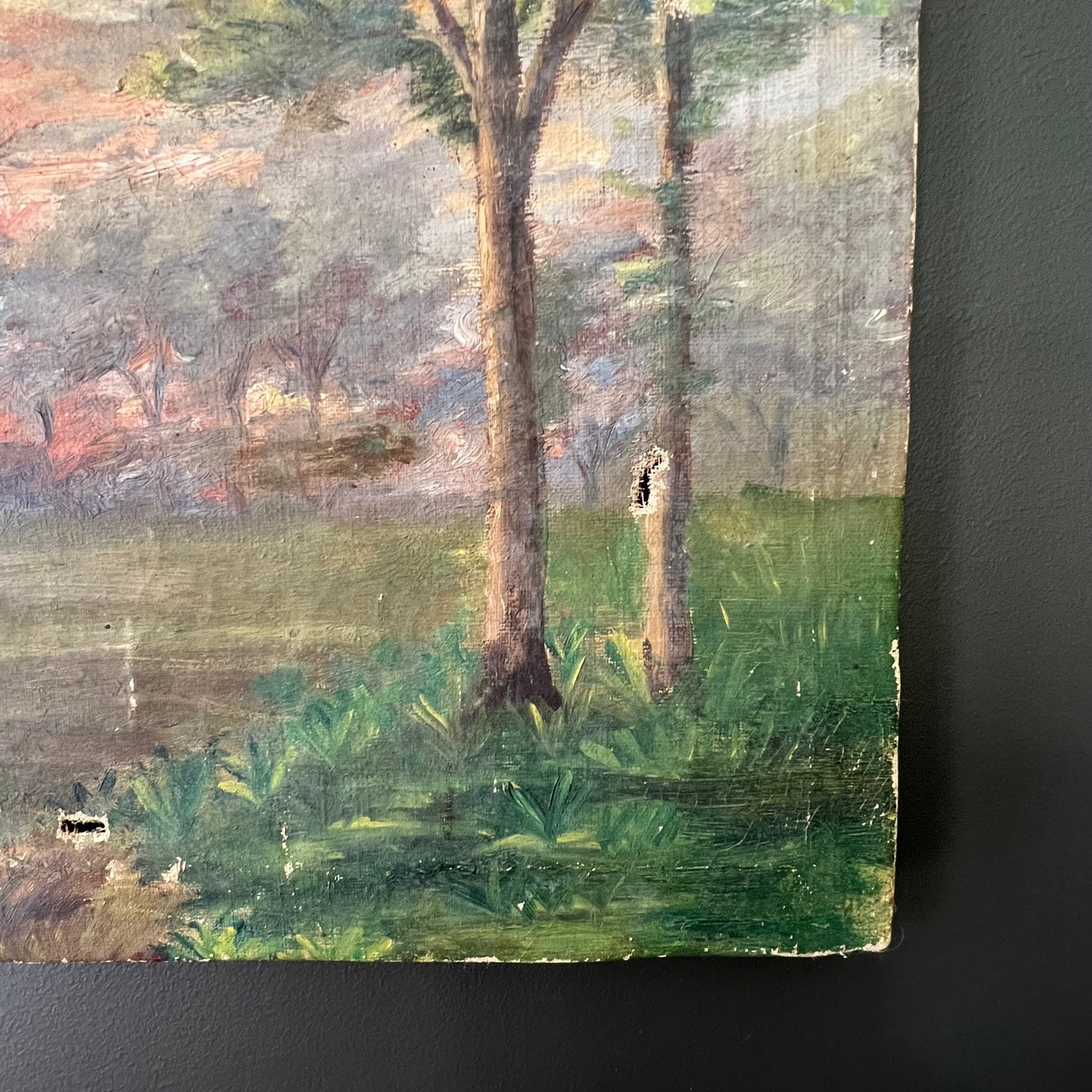 Antique Oil Painting French Landscape The Pastel Hued Countryside