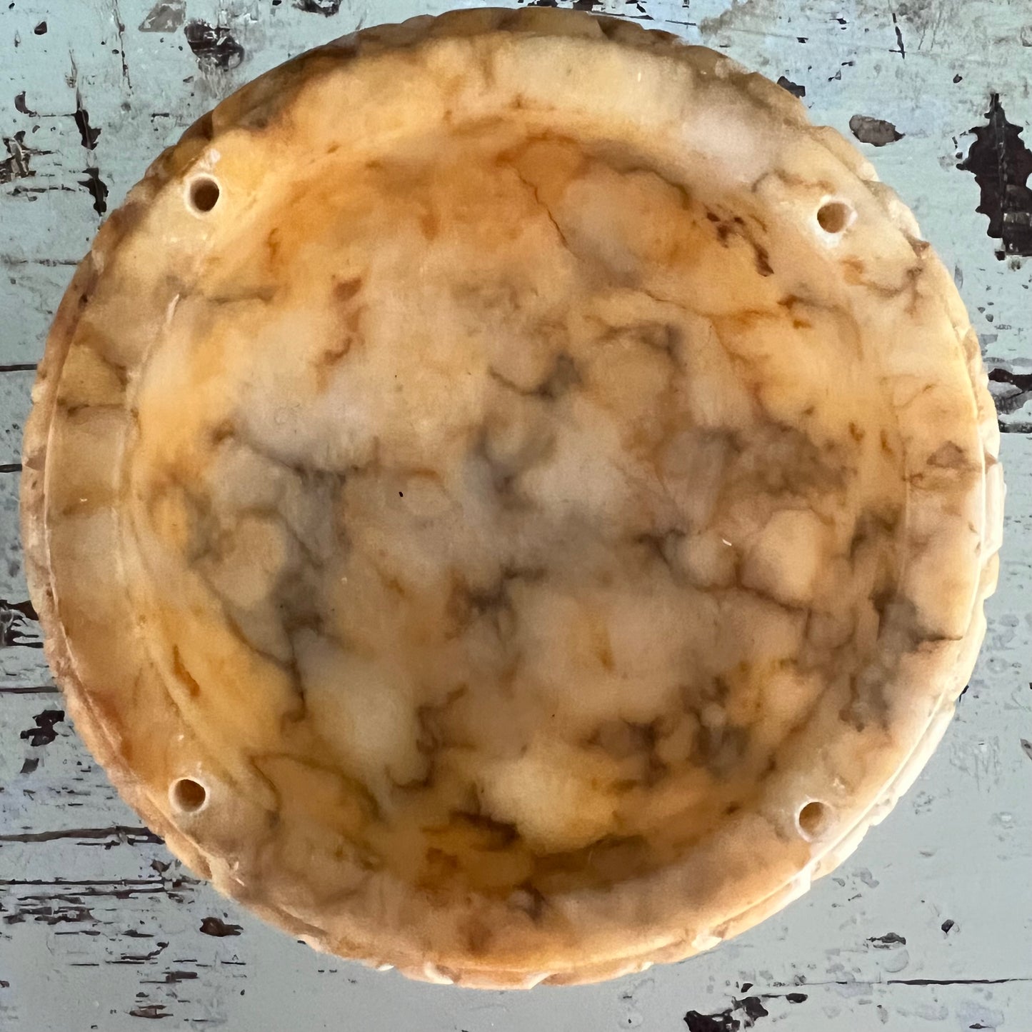 Rare Vintage Miniature Alabaster Bird Bath with Four Birds