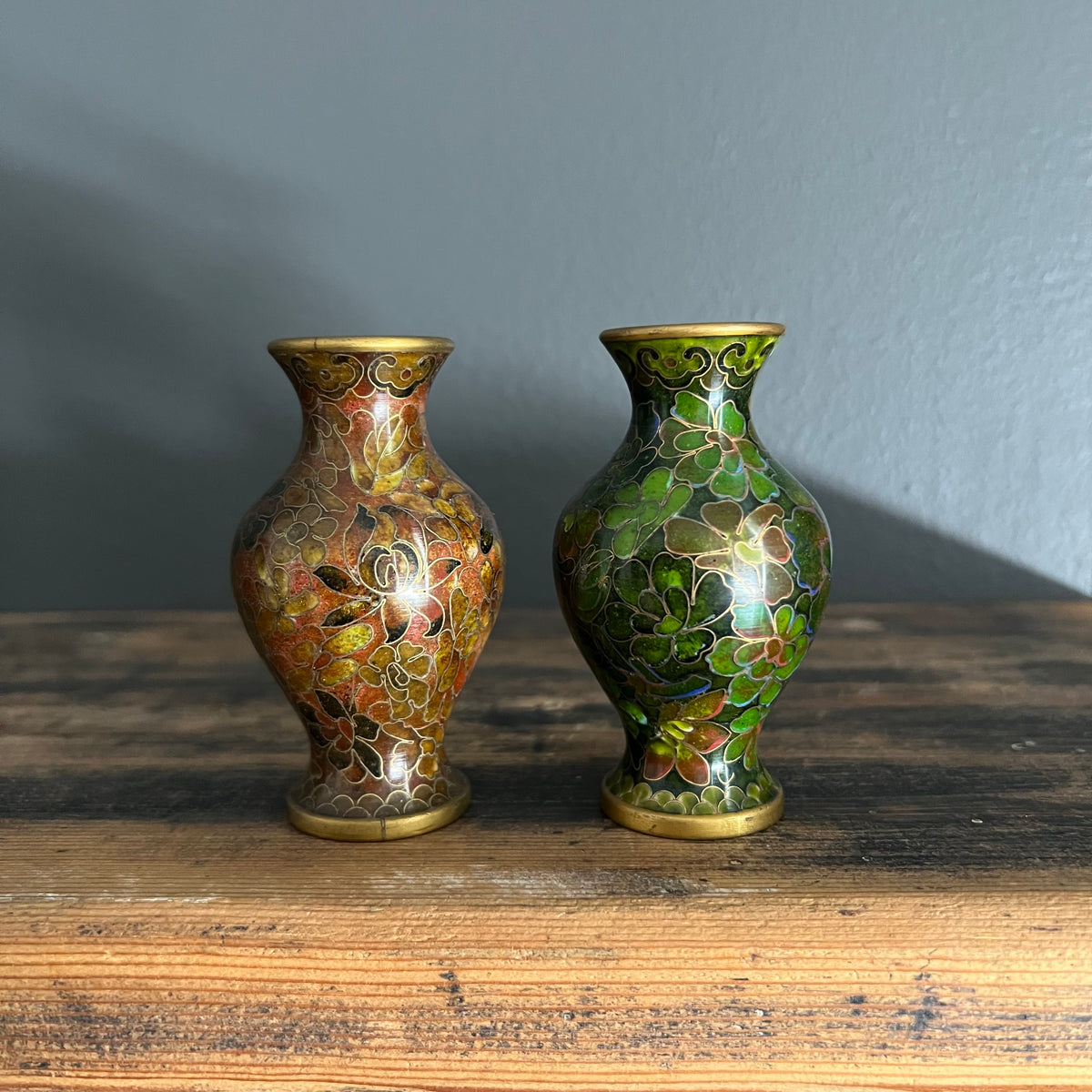 Vintage Small Cloisonné Vase Green