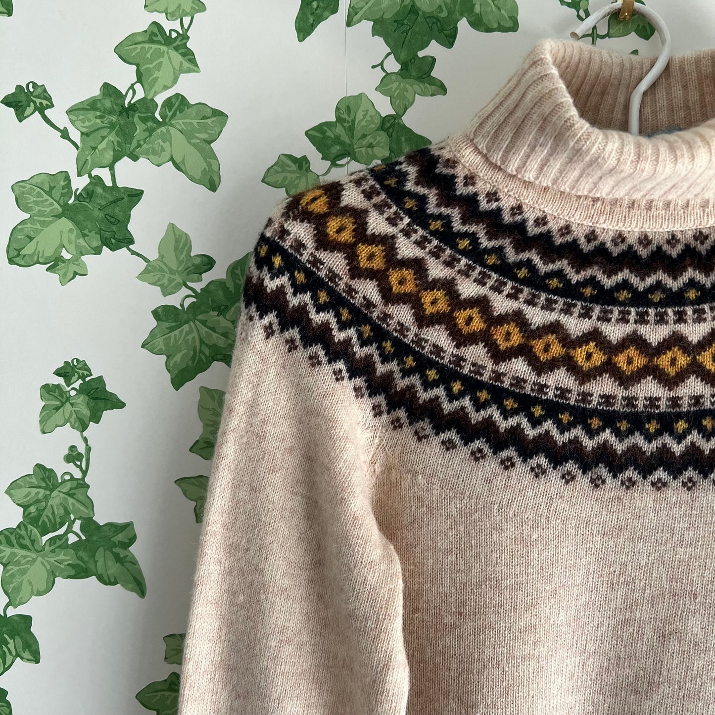 Vintage Wool Fair Isle Style Turtle neck Jumper by Winner