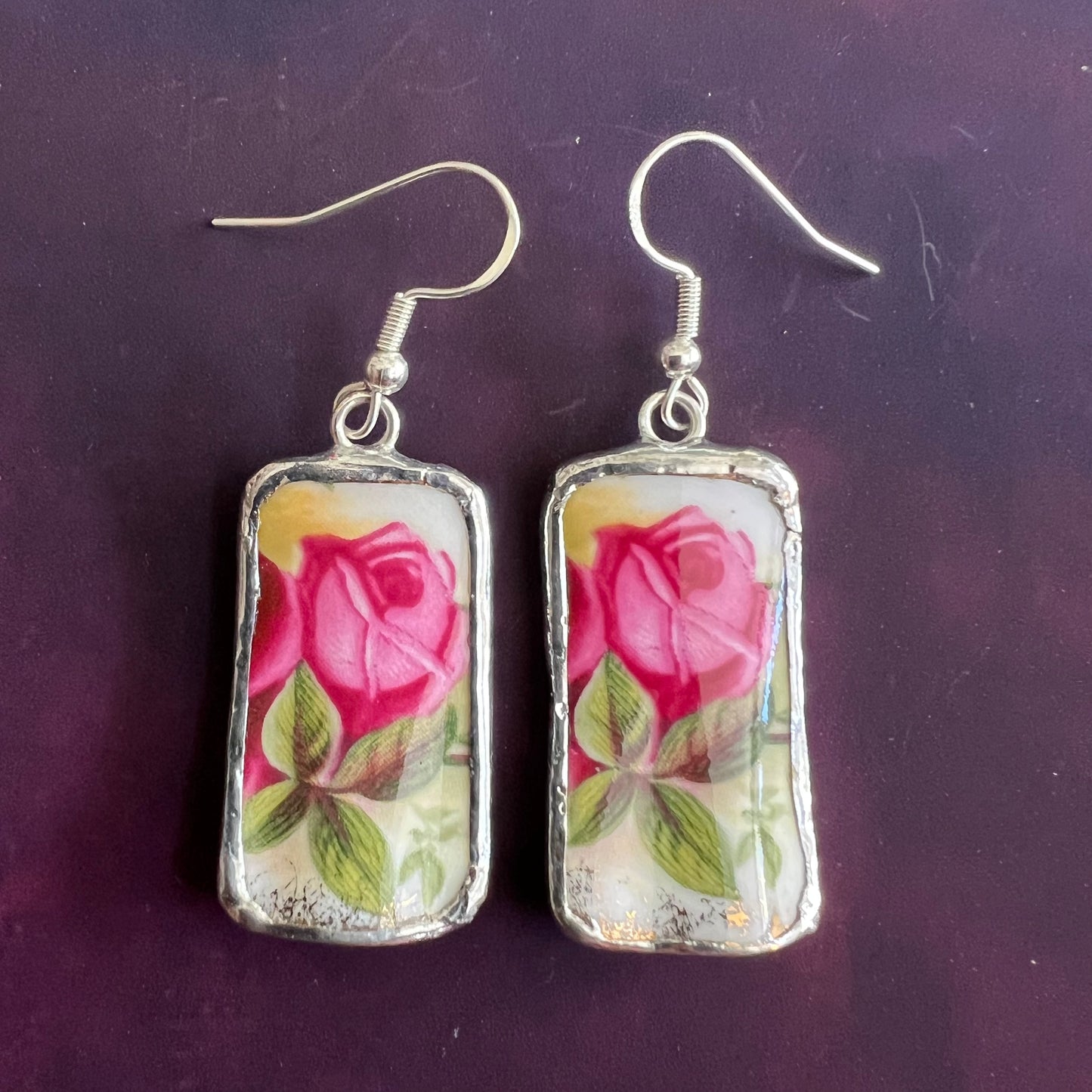 Vintage China Earrings Old Country Roses by Royal Albert