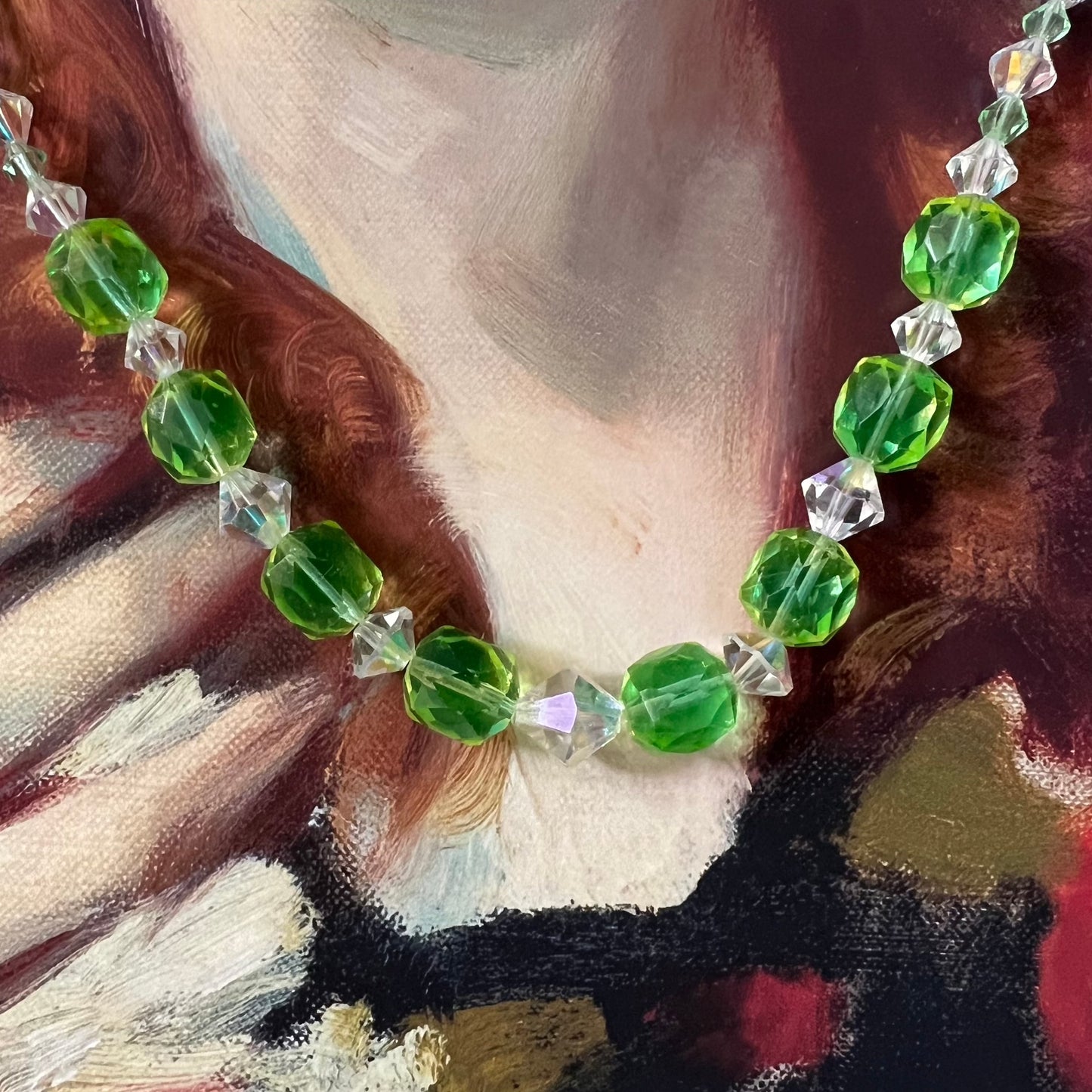 Beautiful RARE Vintage Uranium Glass Beads Necklace