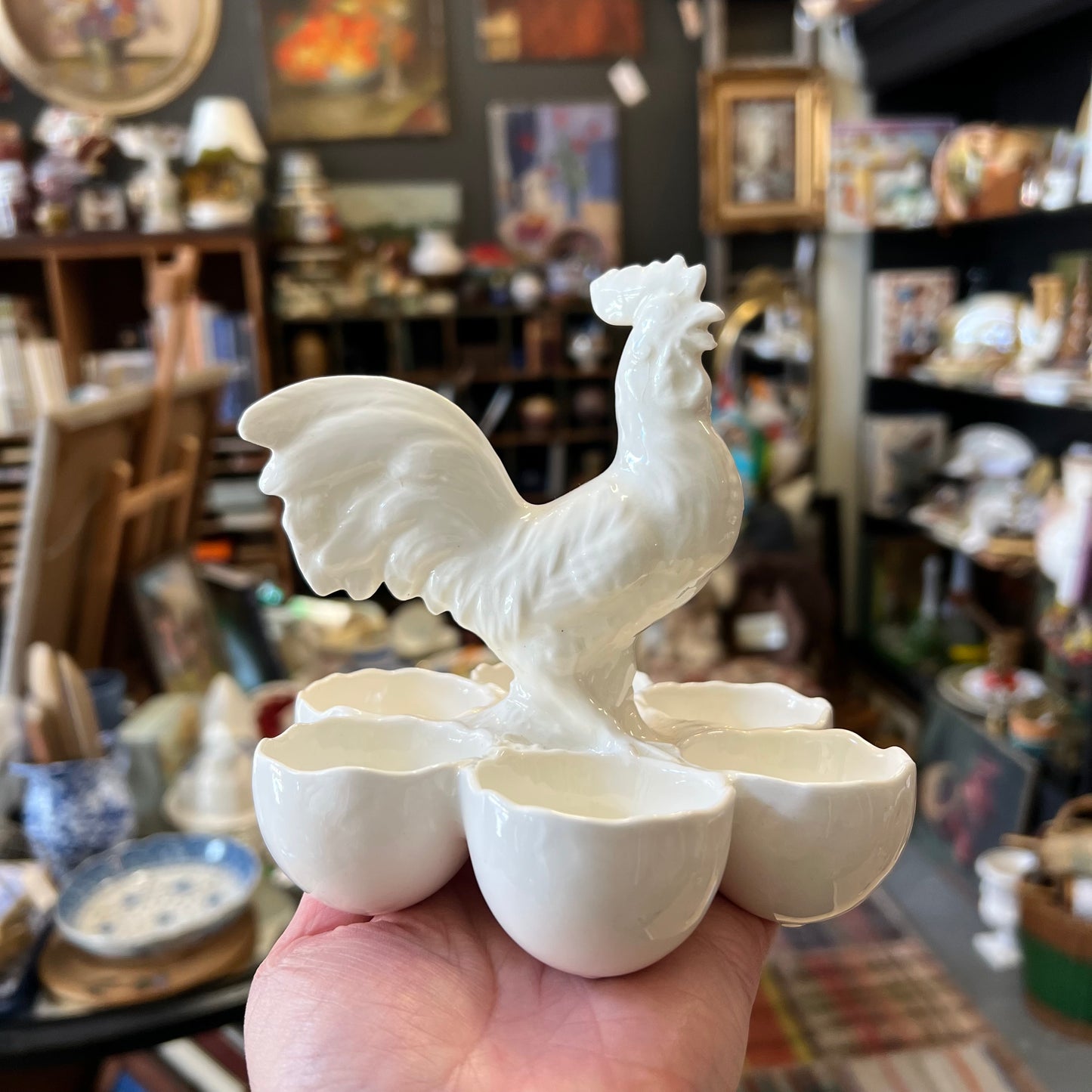 Antique Roesler RVR Germany China Rooster Egg Holder