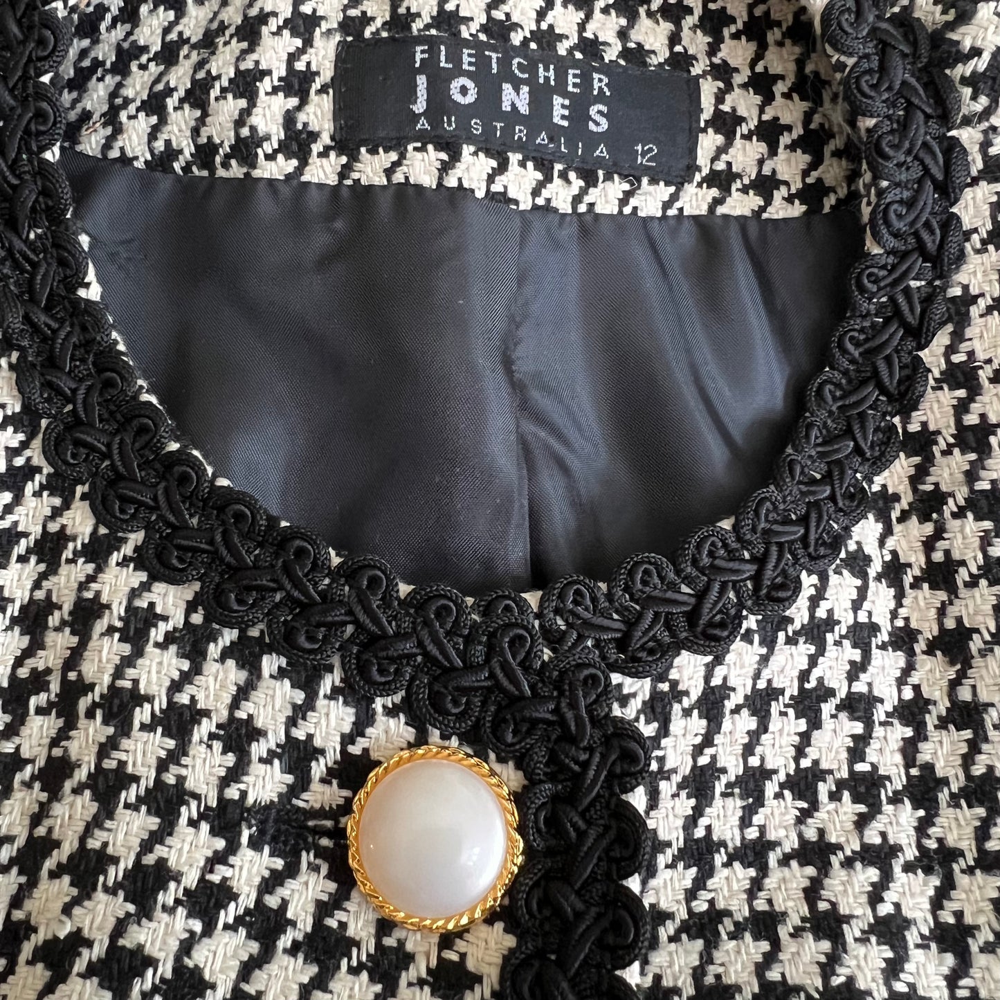 Vintage Silk Houndstooth Fletcher Jones Jacket sz 12