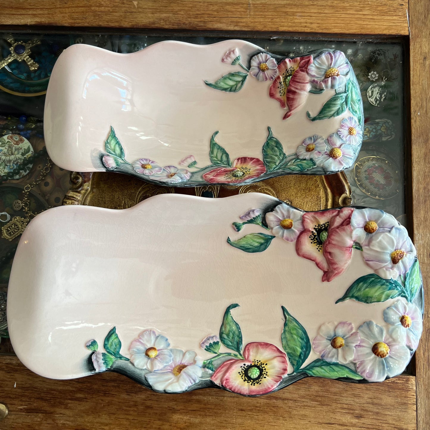 Rare 1940s Carlton Ware Embossed Floral Dish