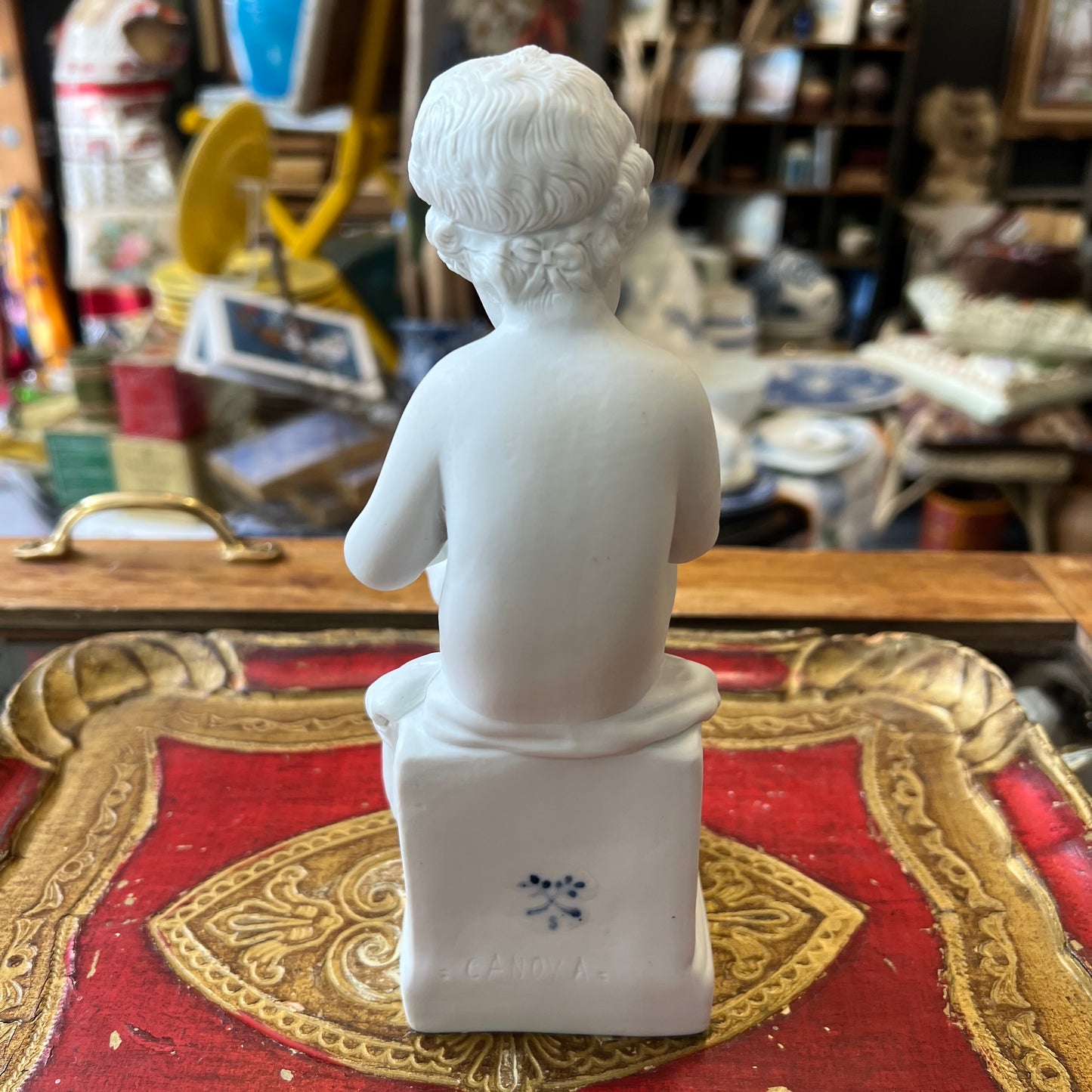 Vintage Parian Ware Seated Child Reading Statue Made in France