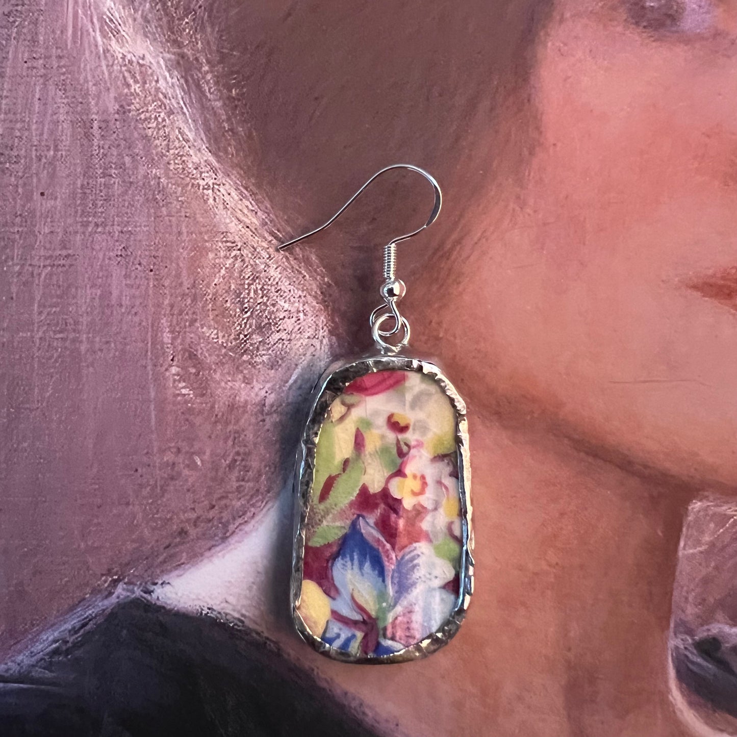 Vintage China Earrings Pretty Floral by Winton