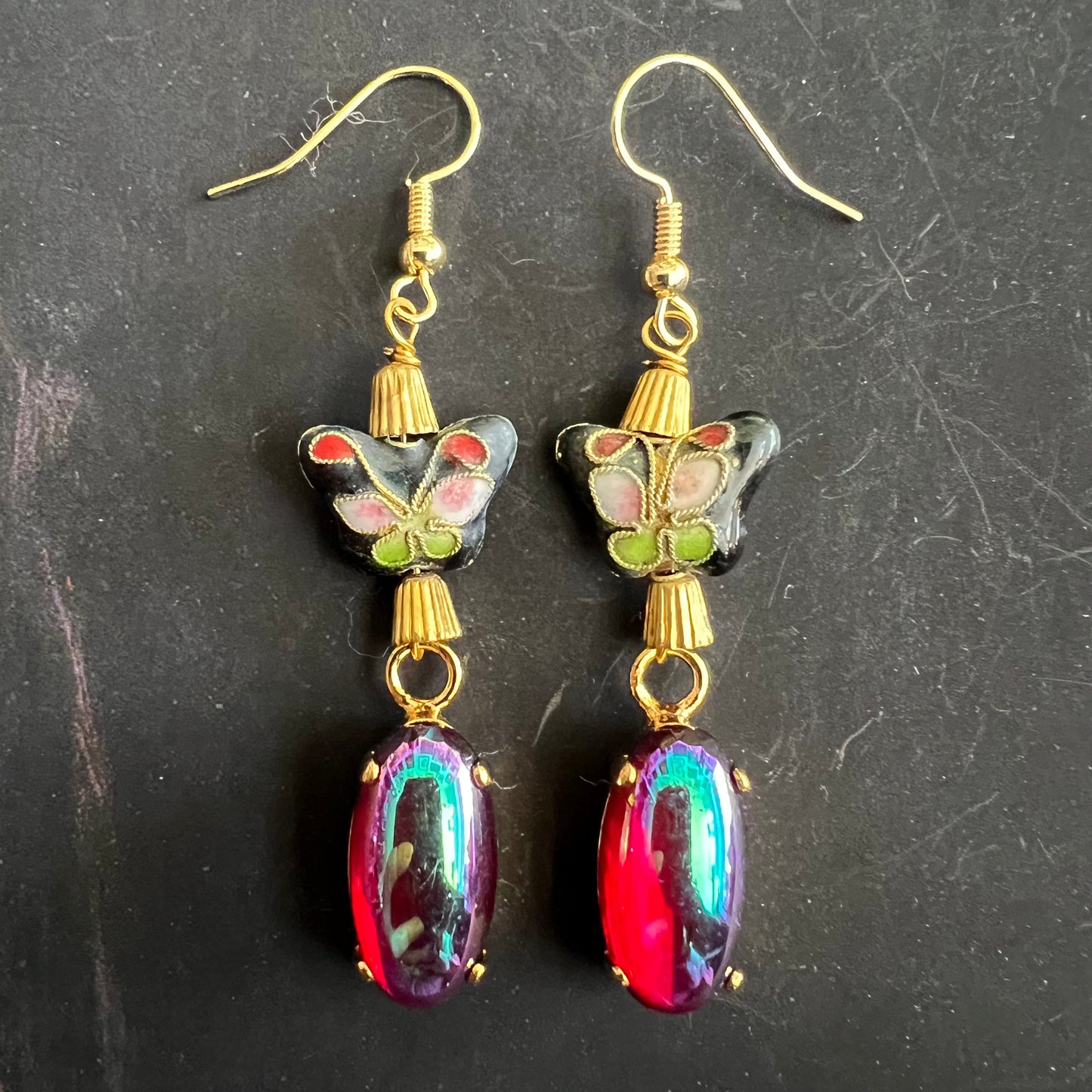 Cloisonné Butterfly Earrings