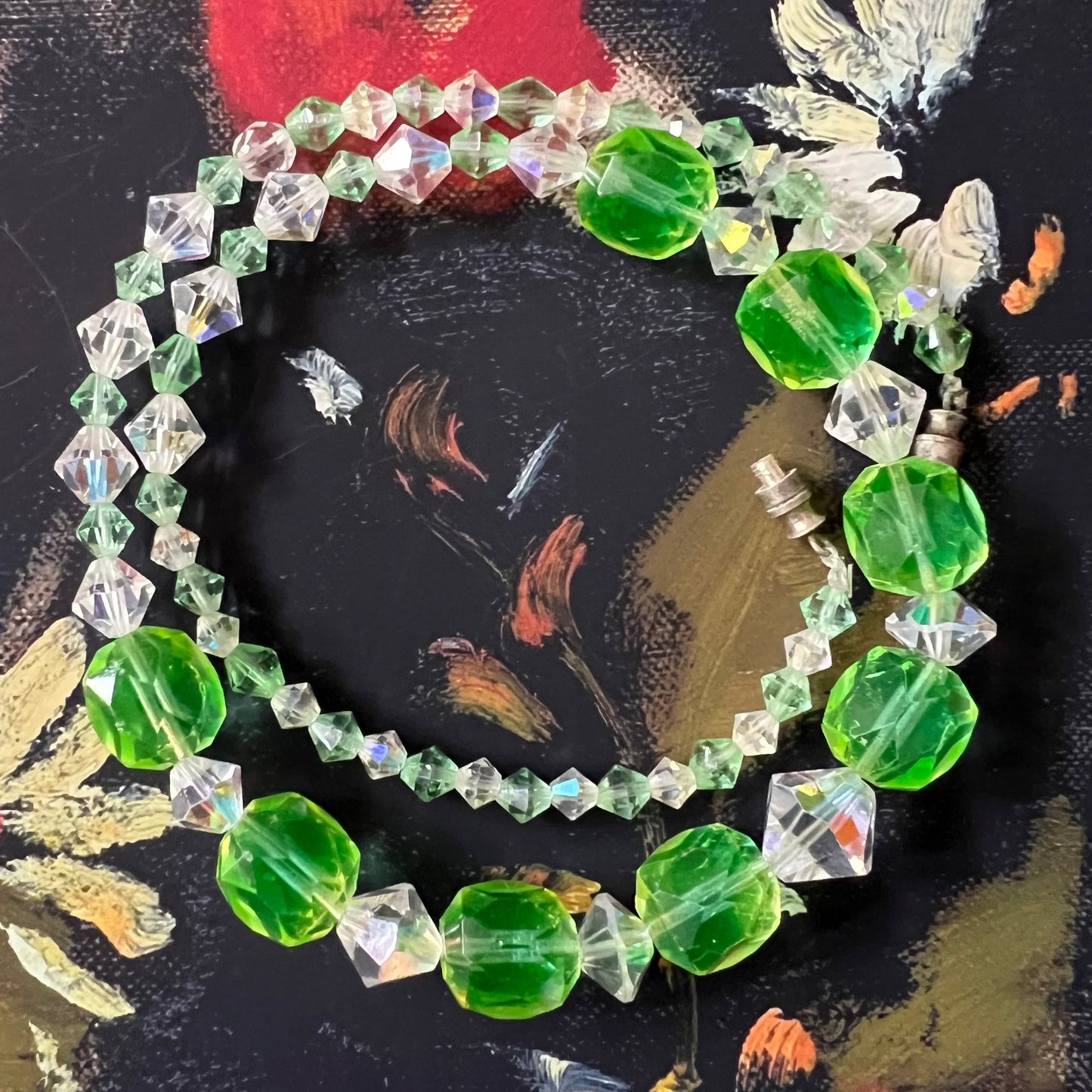Beautiful RARE Vintage Uranium Glass Beads Necklace