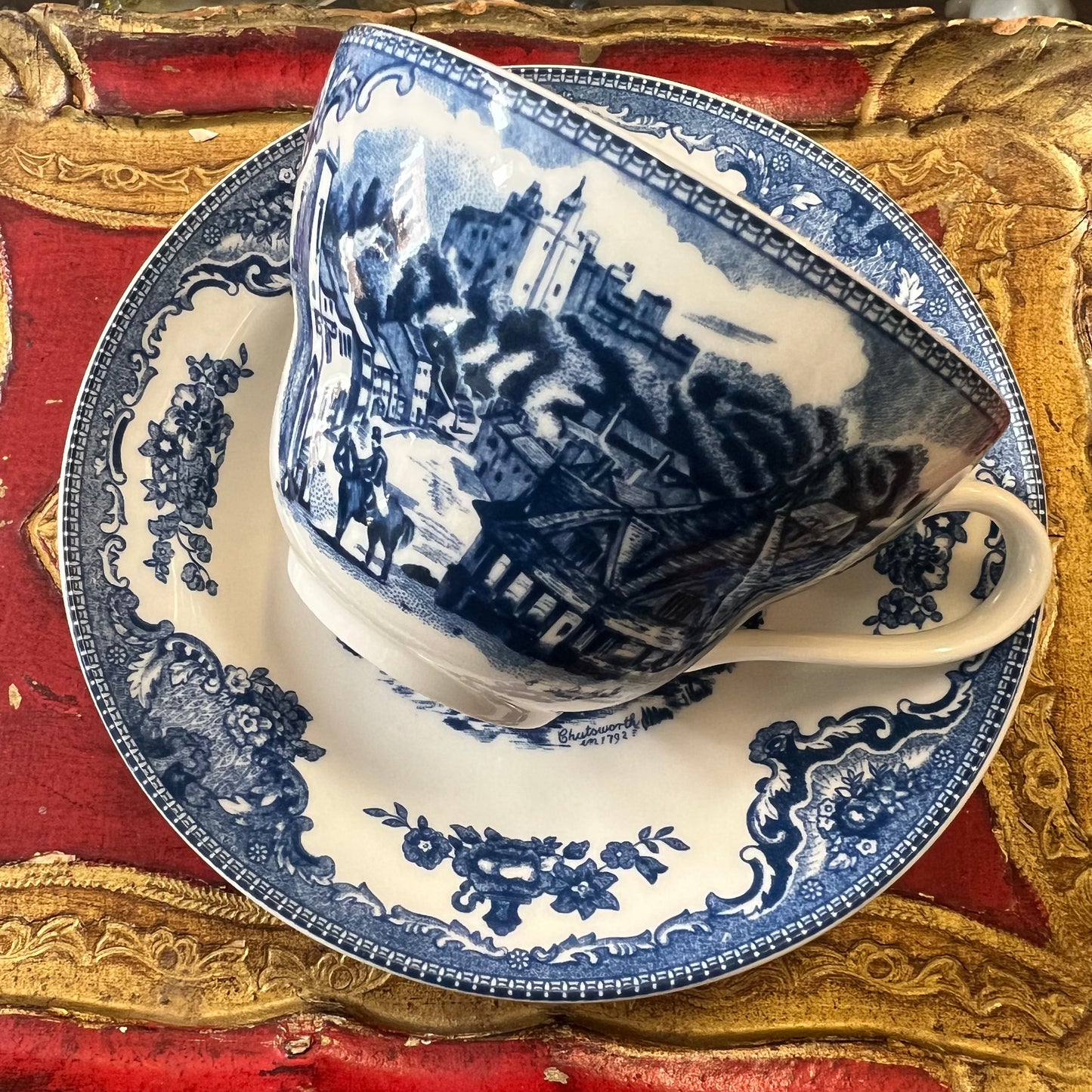 Breakfast Cup and Saucer Johnson Bros England Classic Blue and White ๐