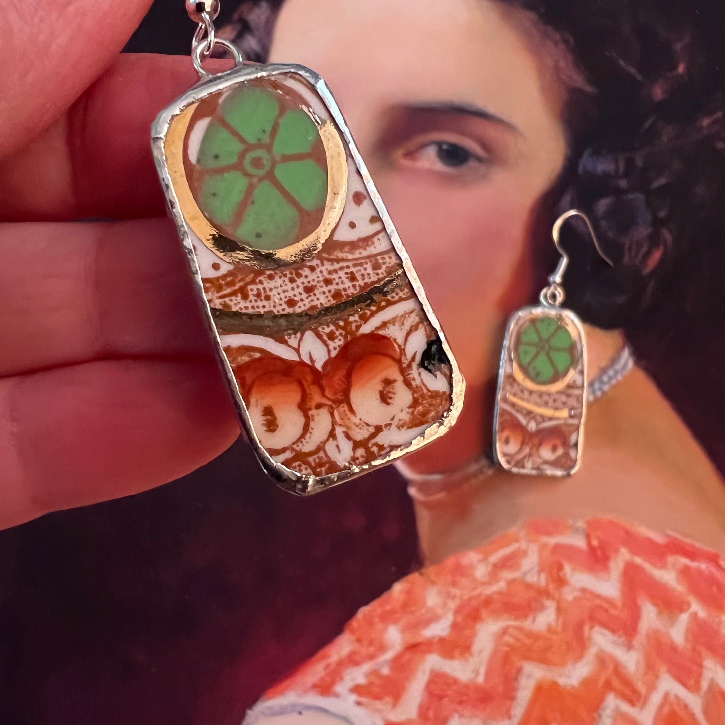 Vintage China Earrings Carlisleware by Burgess Bros