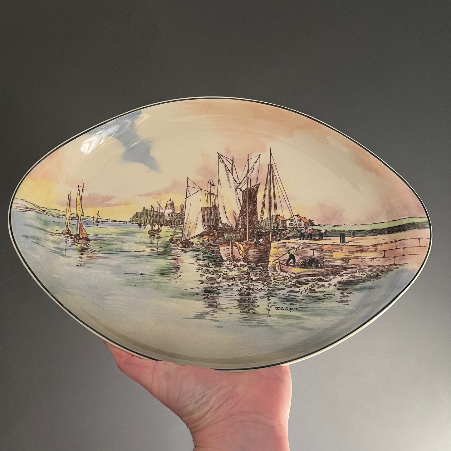 Ships at Nautical Port Oval Plate/Dish ‘Home Waters’ by Royal Doulton England