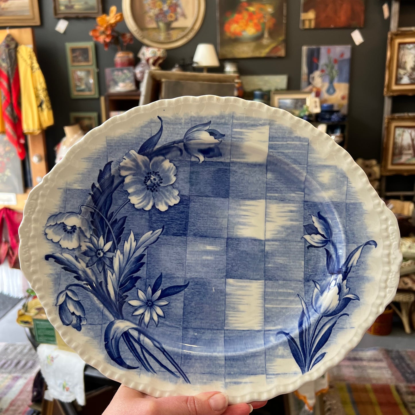 Vintage Grindley Oval Platter Plate ‘Trellis’ c1940s England
