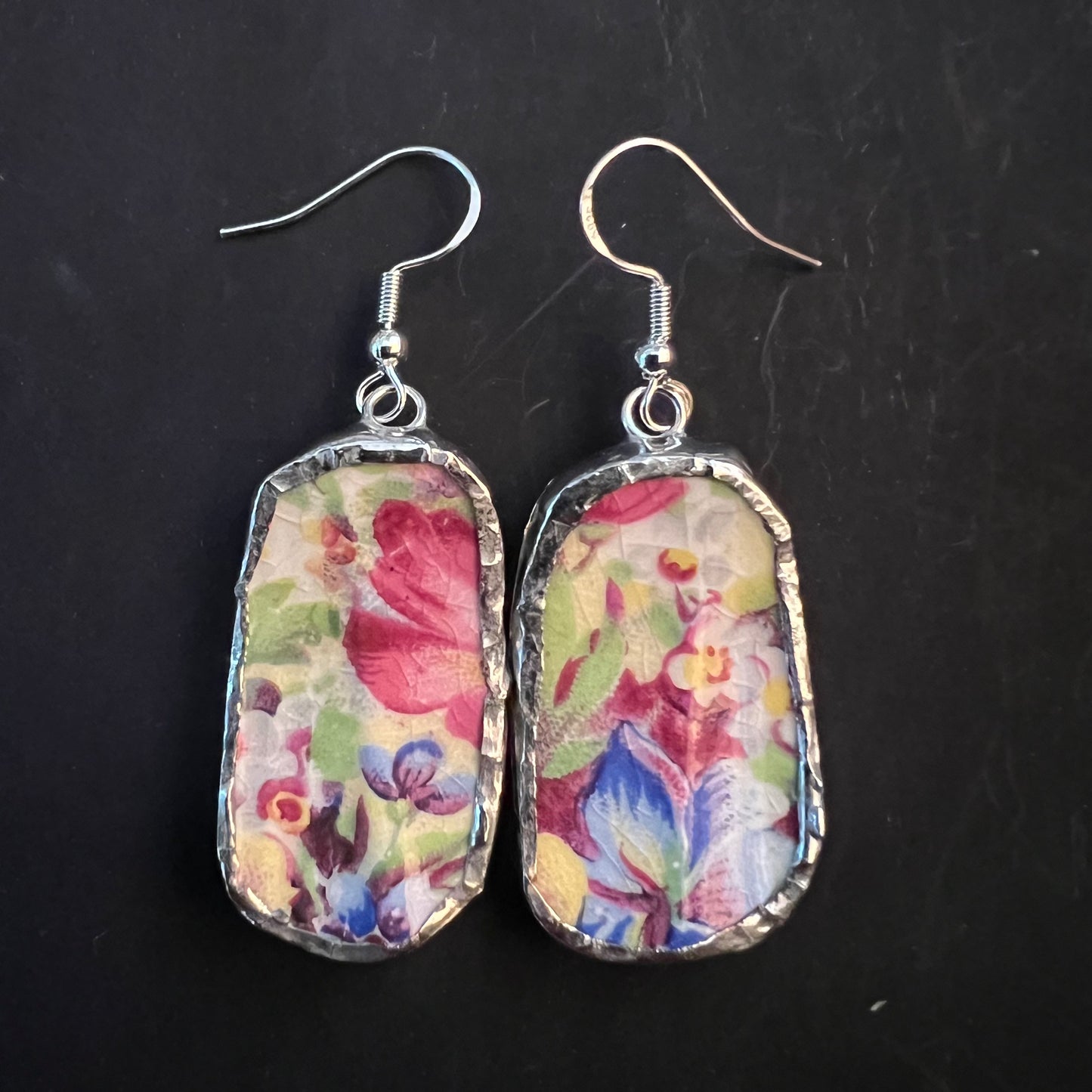 Vintage China Earrings Pretty Floral by Winton