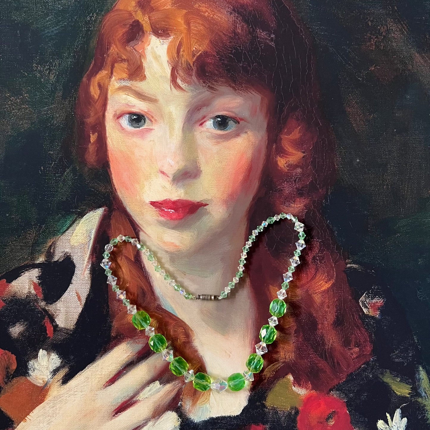 Beautiful RARE Vintage Uranium Glass Beads Necklace