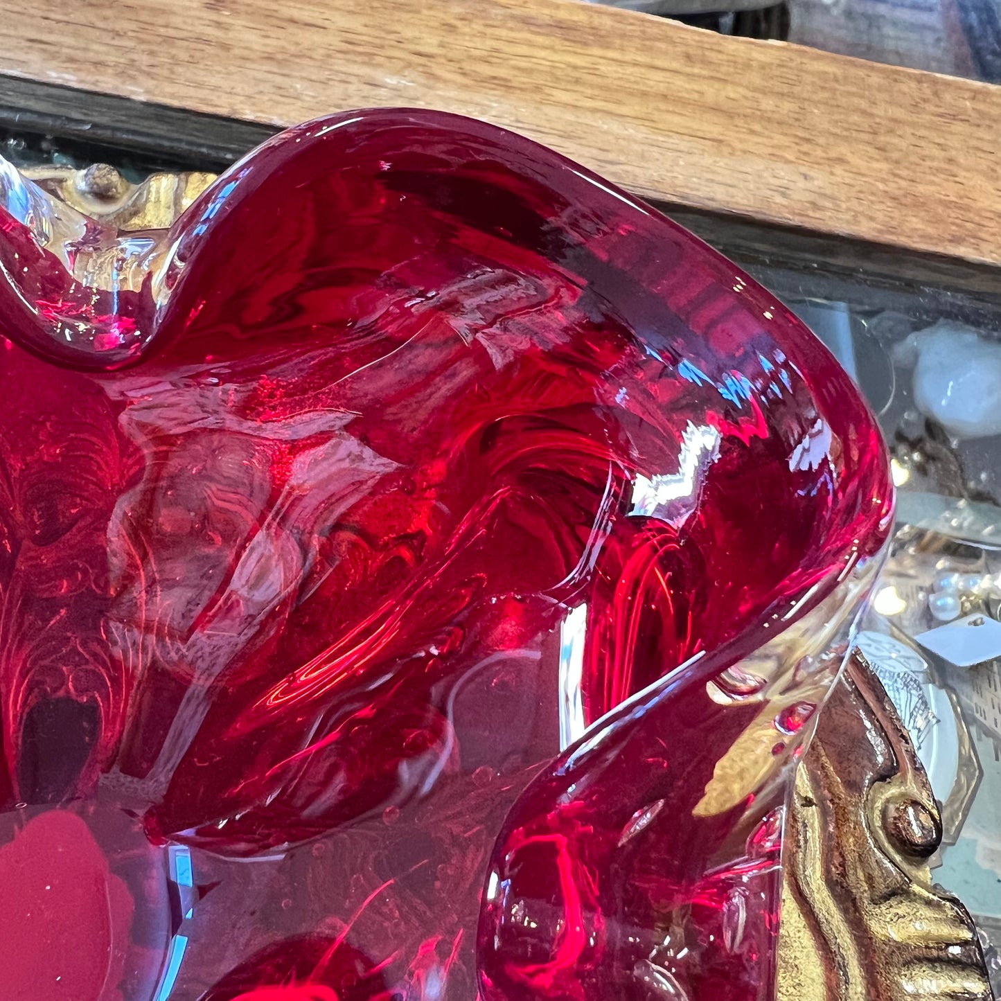 Vintage Retro Red Murano Art Glass Bowl Dish Italy